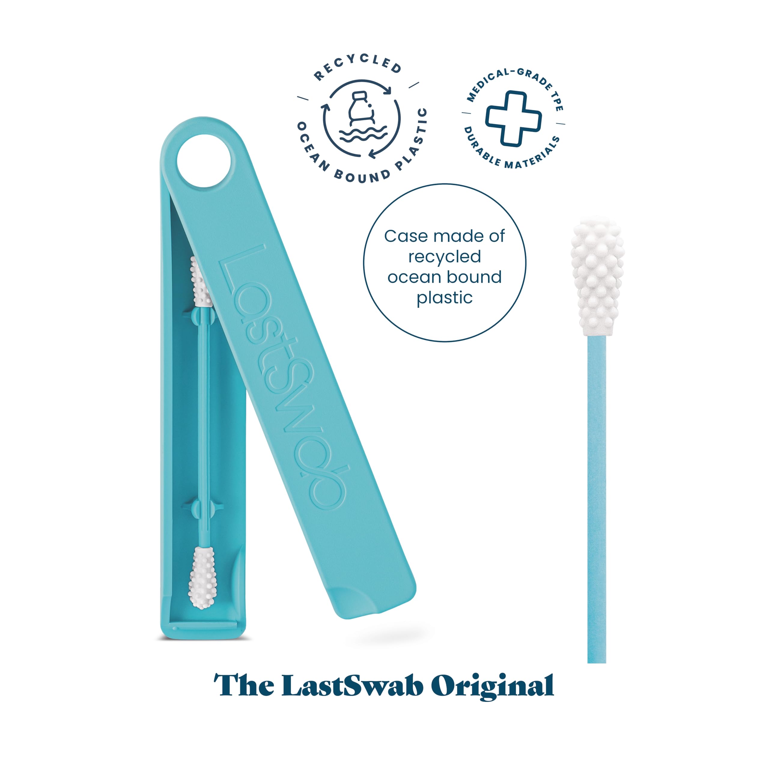 LastSwab® Reusable Cotton Swabs for Ear Cleaning - Eco-Friendly Alternative to Disposable Q-Tips - Washable & Hygienic - Includes Travel Case (Blue) - Perfect for Travel, Home & On-the-Go Hygiene