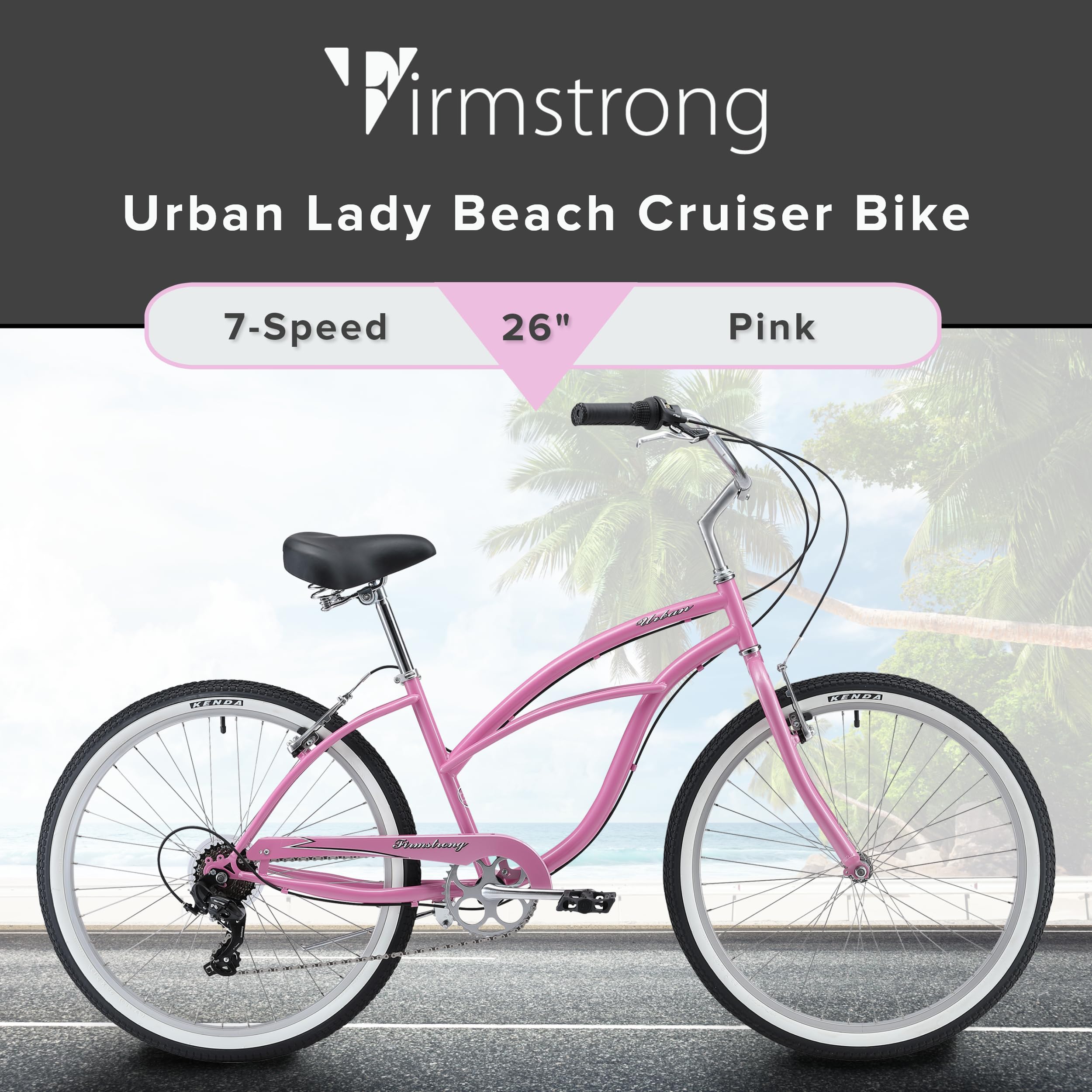 Firmstrong Urban Lady Beach Cruiser Bike - Comfortable Women's Bicycle for Leisure Rides, Commuting & Beach Cruising