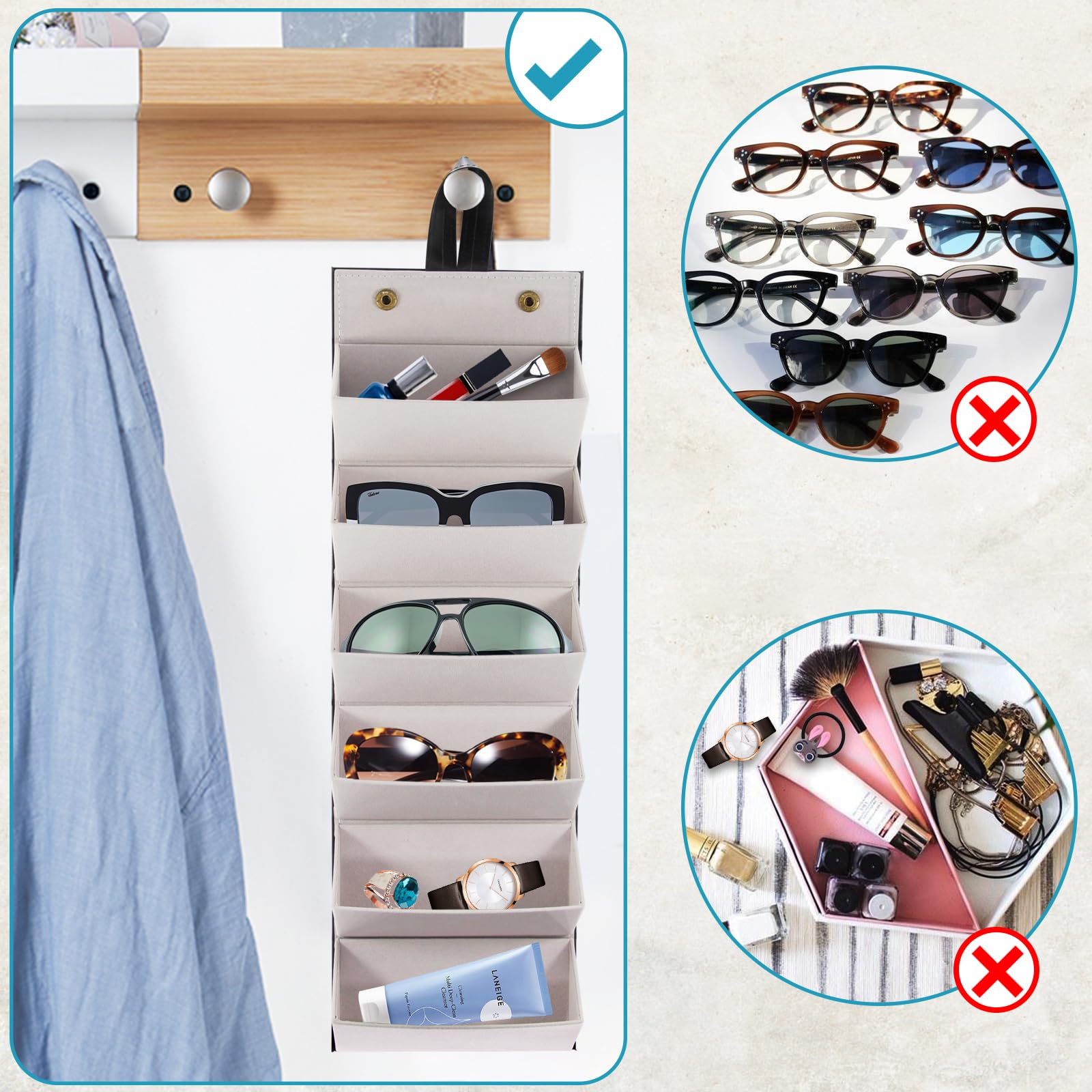 Premium Travel Sunglasses Organizer Case - Holds 4, 5 or 6 Pairs | Compact & Protective Eyewear Storage for Men & Women | Perfect for Airplane, Beach & Outdoor Adventures