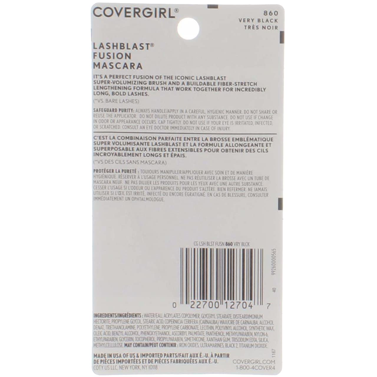 CoverGirl LashBlast Fusion Mascara - Very Black (860) - Volumizing & Lengthening - 0.44 oz (Pack of 9) - Perfect for Everyday Wear, Special Occasions & Professional Makeup Looks