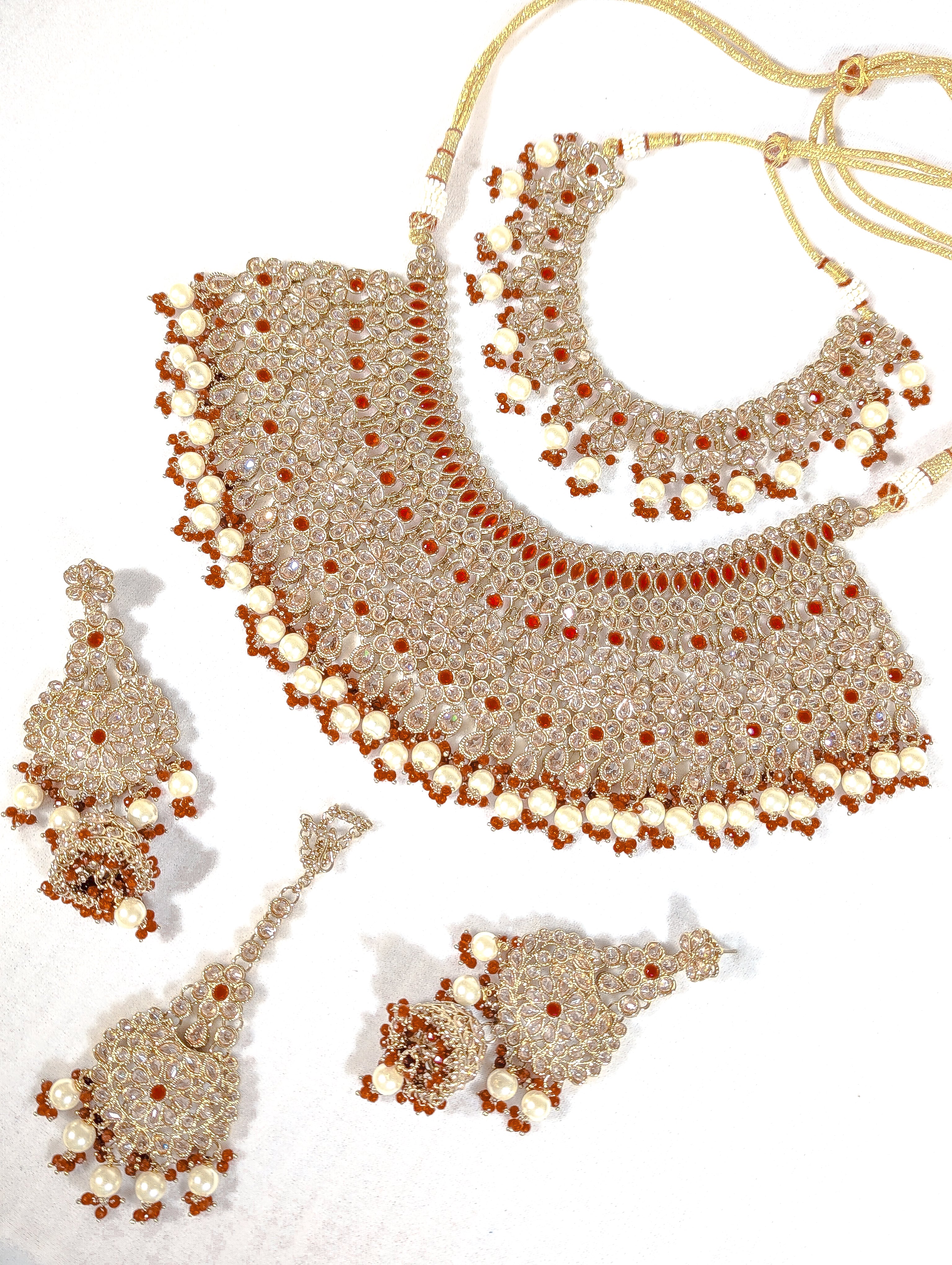 Exquisite Ishaani Polki Jewelry Set - Handcrafted Indian Bridal Necklace, Earrings & Maang Tikka Set - Perfect for Weddings, Festivals & Special Occasions