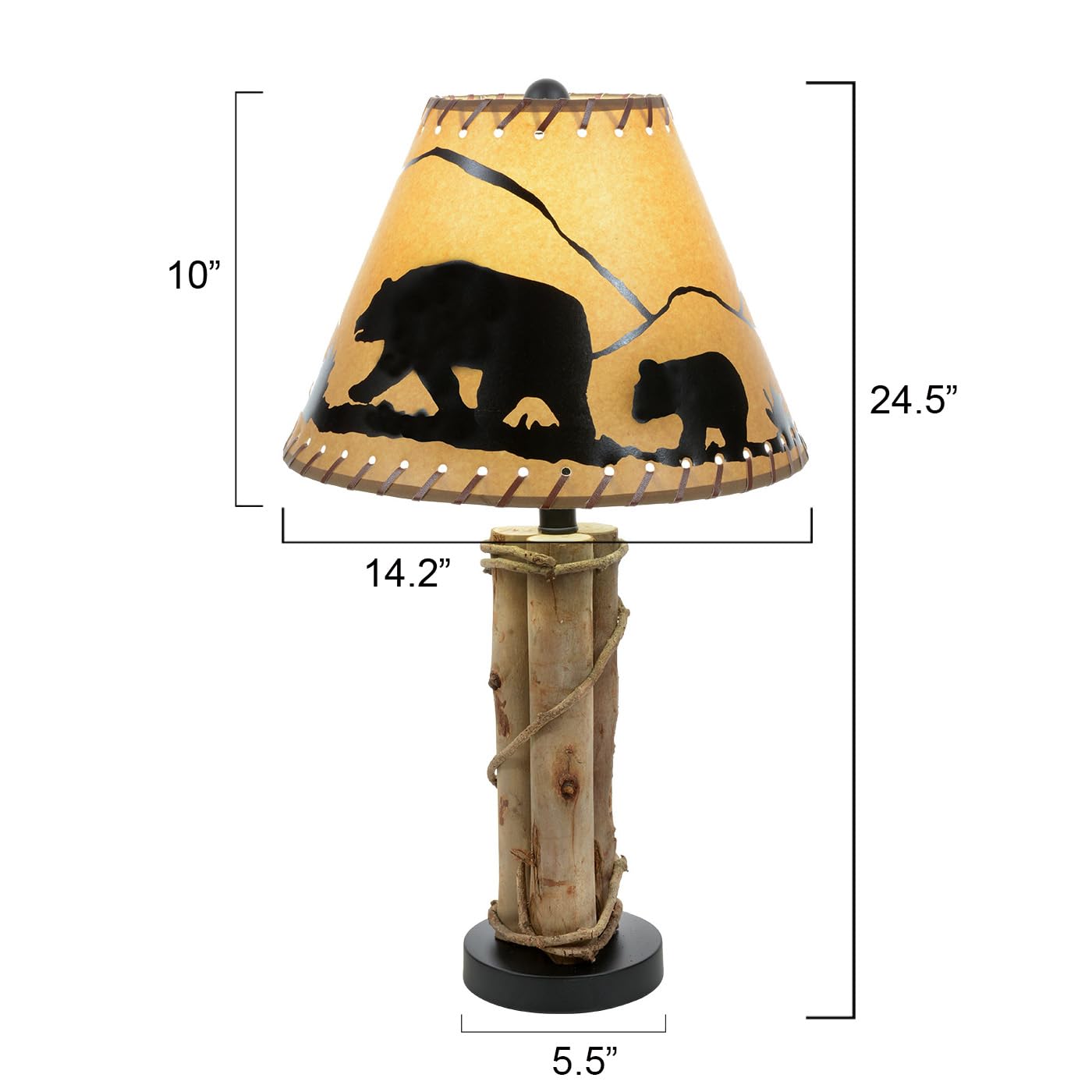 Black Bear Mountain Table Lamp - Modern Wooden Nightstand Lamp for Bedroom, Living Room, Office - Warm White LED Light with USB Port for Reading & Decor