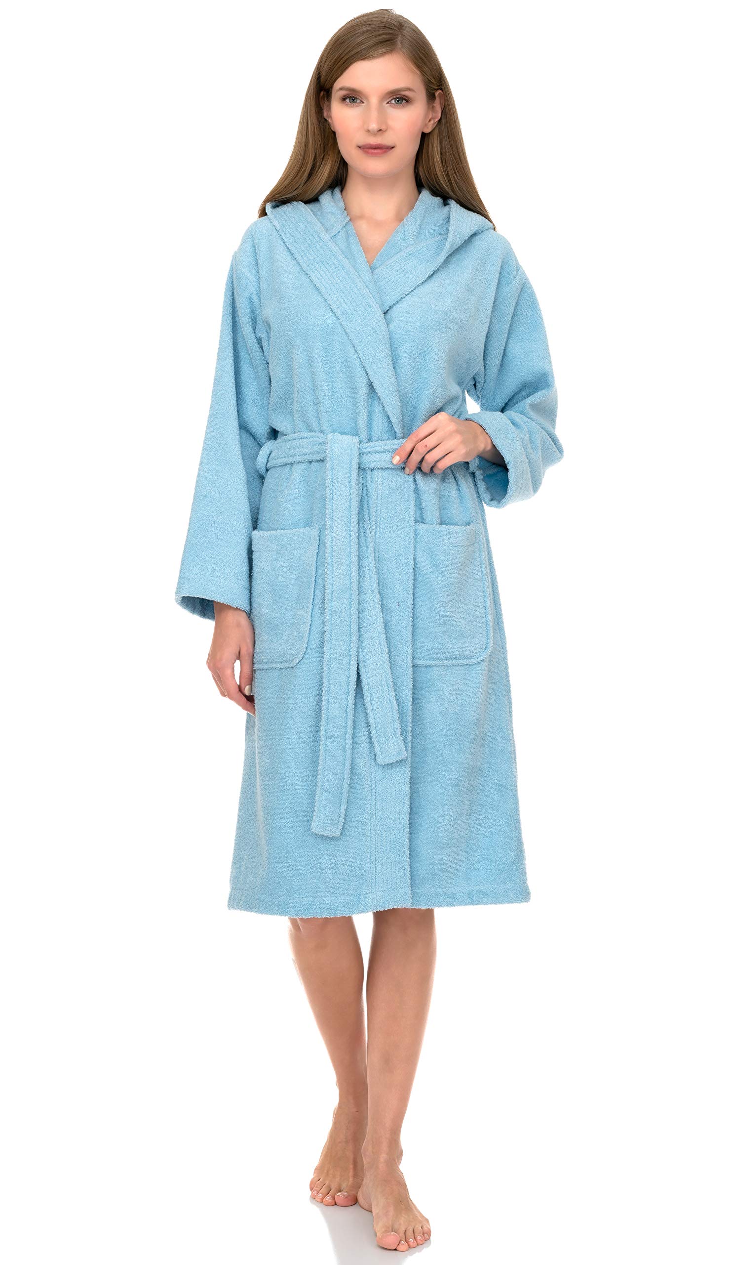 Premium Cotton Hooded Bathrobe for Women - Soft Terry Cloth Robe with Pockets, XS to 3X Sizes - Perfect for Spa, Bath, Lounge & Relaxation at Home