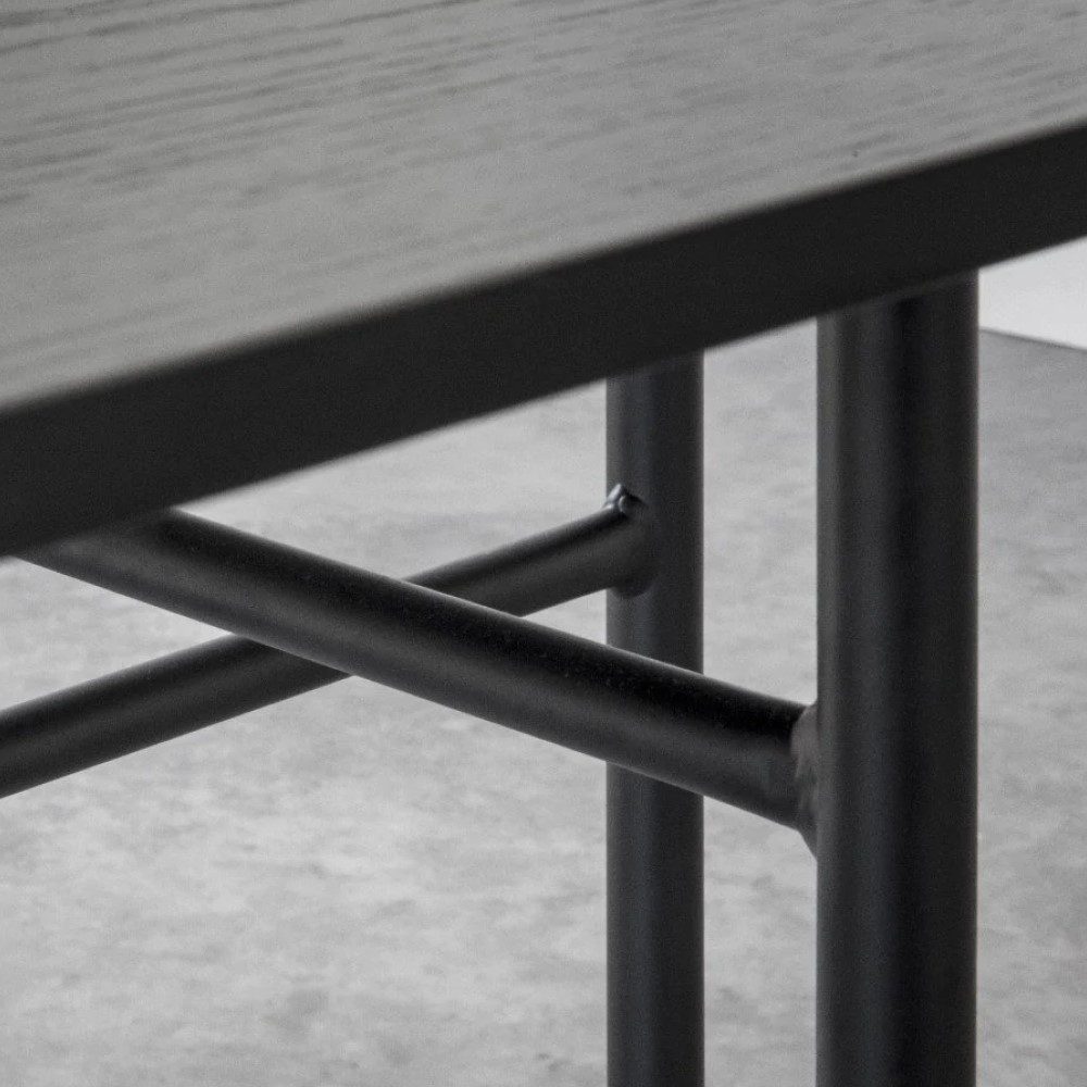 PRE ORDER AUDO CPH Snaregade Dining Table - Rectangular Black Steel Base with Dark Stained Oak Top | Modern Scandinavian Dining Room Furniture for Home & Restaurant Use