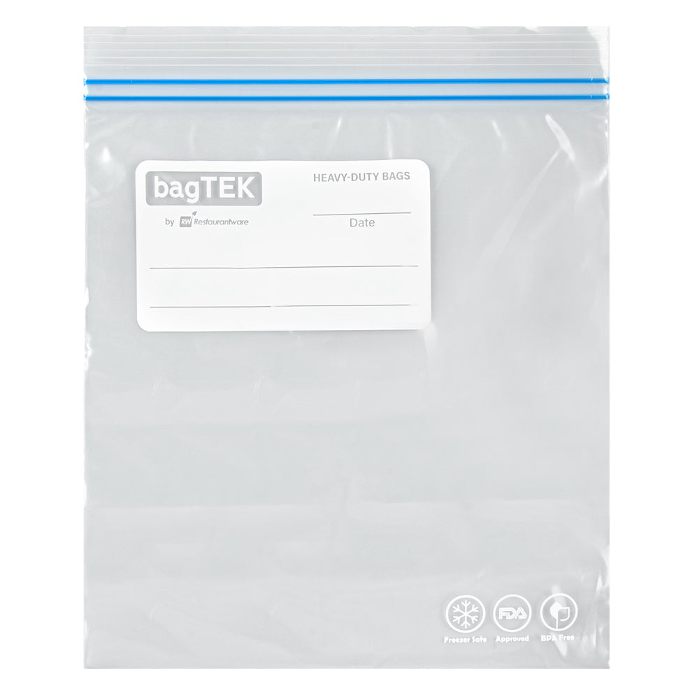 BPA Free 1 Quart Clear Plastic Freezer Bags with Double Zipper & Write-On Labels - 25 Count Box (7.5