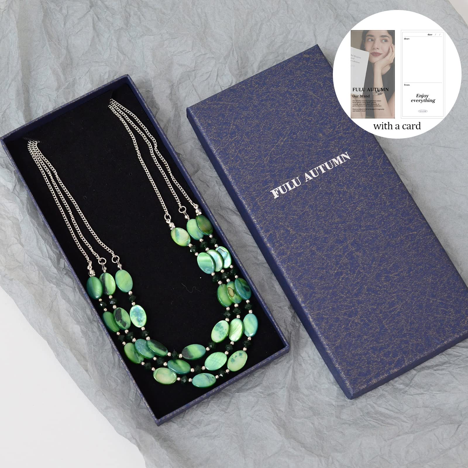 FULU AUTUMN Chunky Layered Beaded Necklace for Women - Multi Strand Statement Jewelry, Fashion Birthday Gift for Mom, Perfect for Parties, Weddings & Everyday Wear