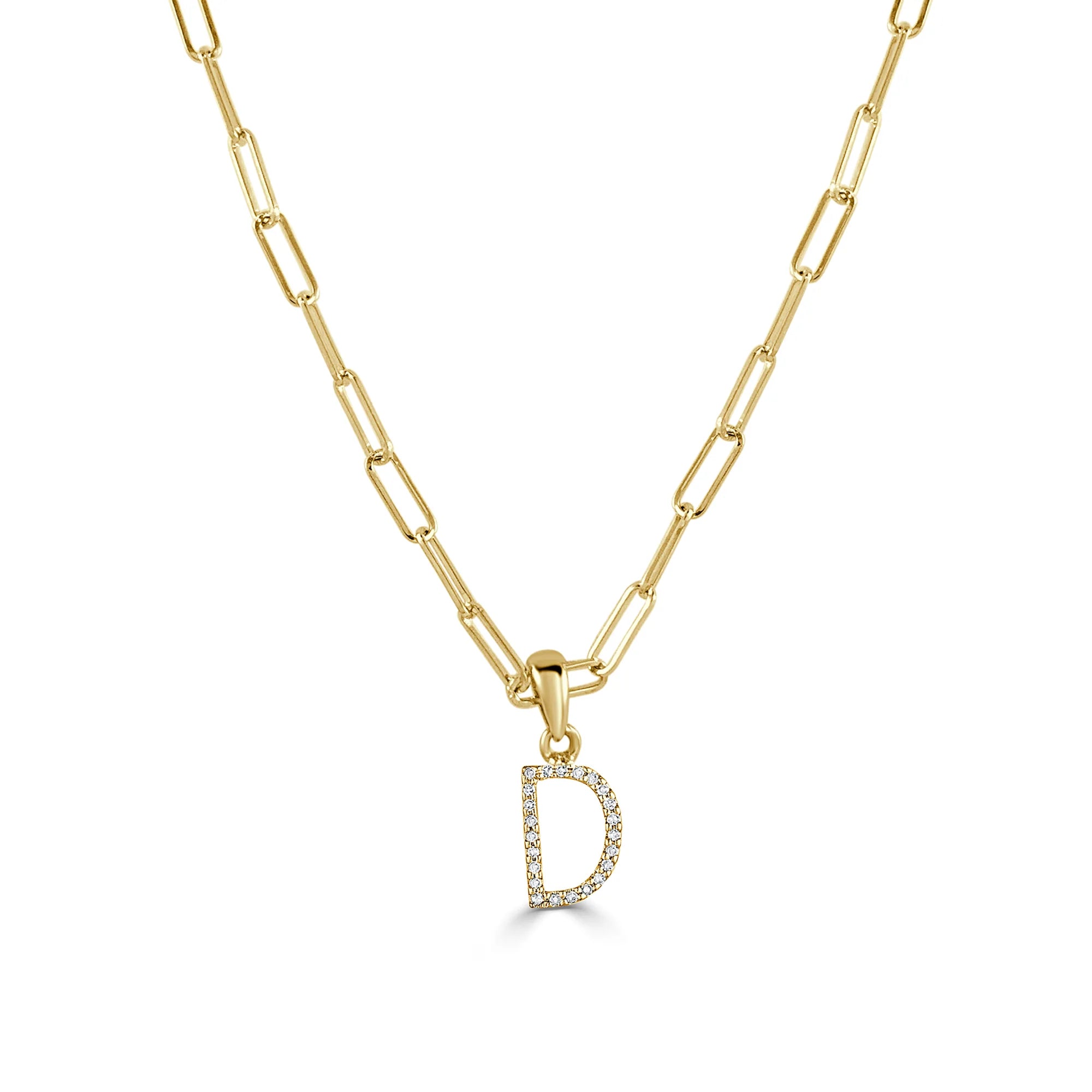 14K Gold Diamond Initial Paperclip Necklace - Personalized Name Letter Jewelry for Women, Gift for Her - Perfect for Birthdays, Anniversaries & Everyday Elegance