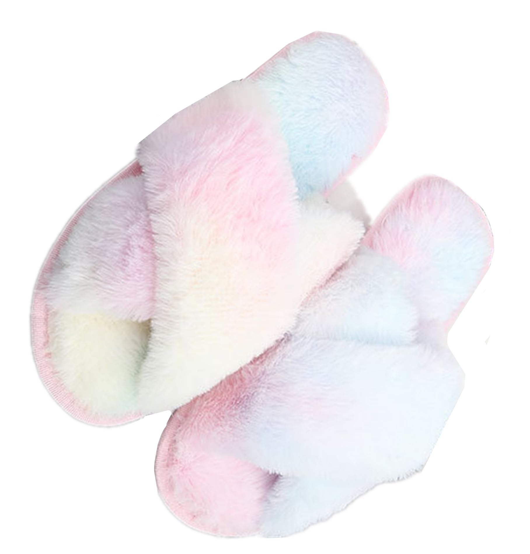 Women's Fuzzy Memory Foam House Slippers - Soft Cross Band Open-Toe Indoor Slippers for Comfort & Warmth - Perfect for Relaxing at Home, Lounging & Winter Wear