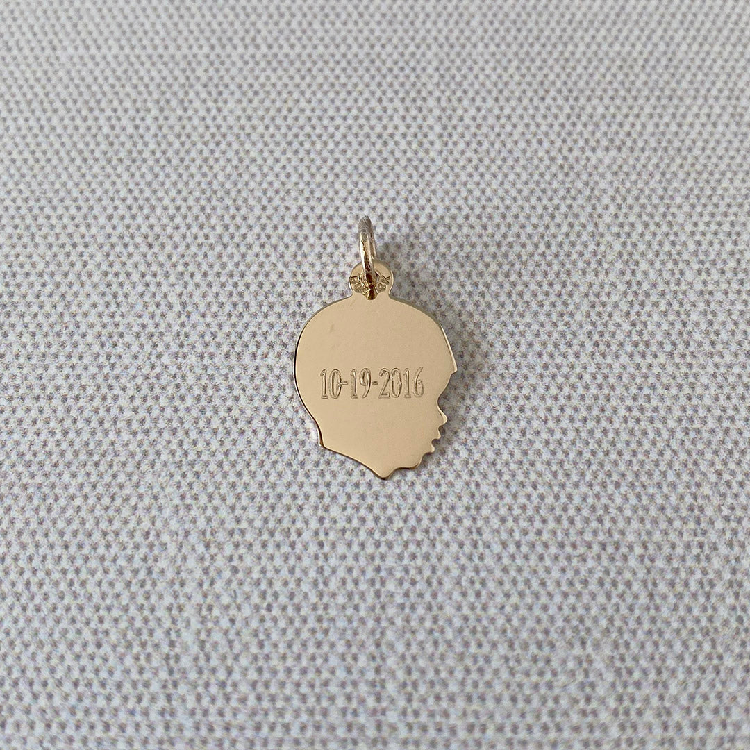 14K Yellow Gold Young Boy's Head Silhouette Charm Pendant - Elegant Kids Jewelry Gift for Birthdays & Special Occasions