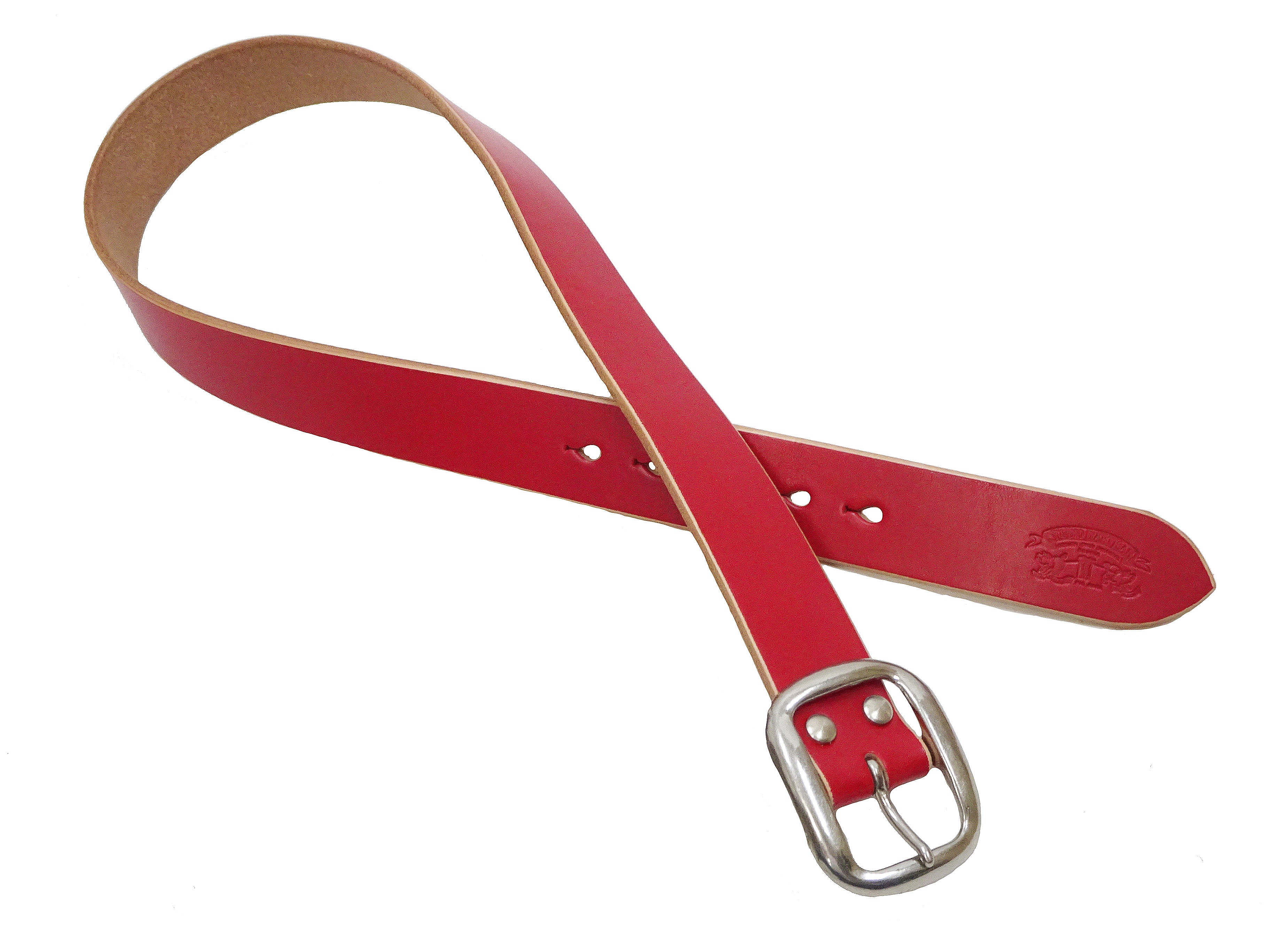 Studio D'artisan Men's Casual Leather Belt - 38mm Wide, 5mm Thick with Oval Buckle (Size B 87, Red) - Perfect for Jeans, Chinos & Business Casual Outfits