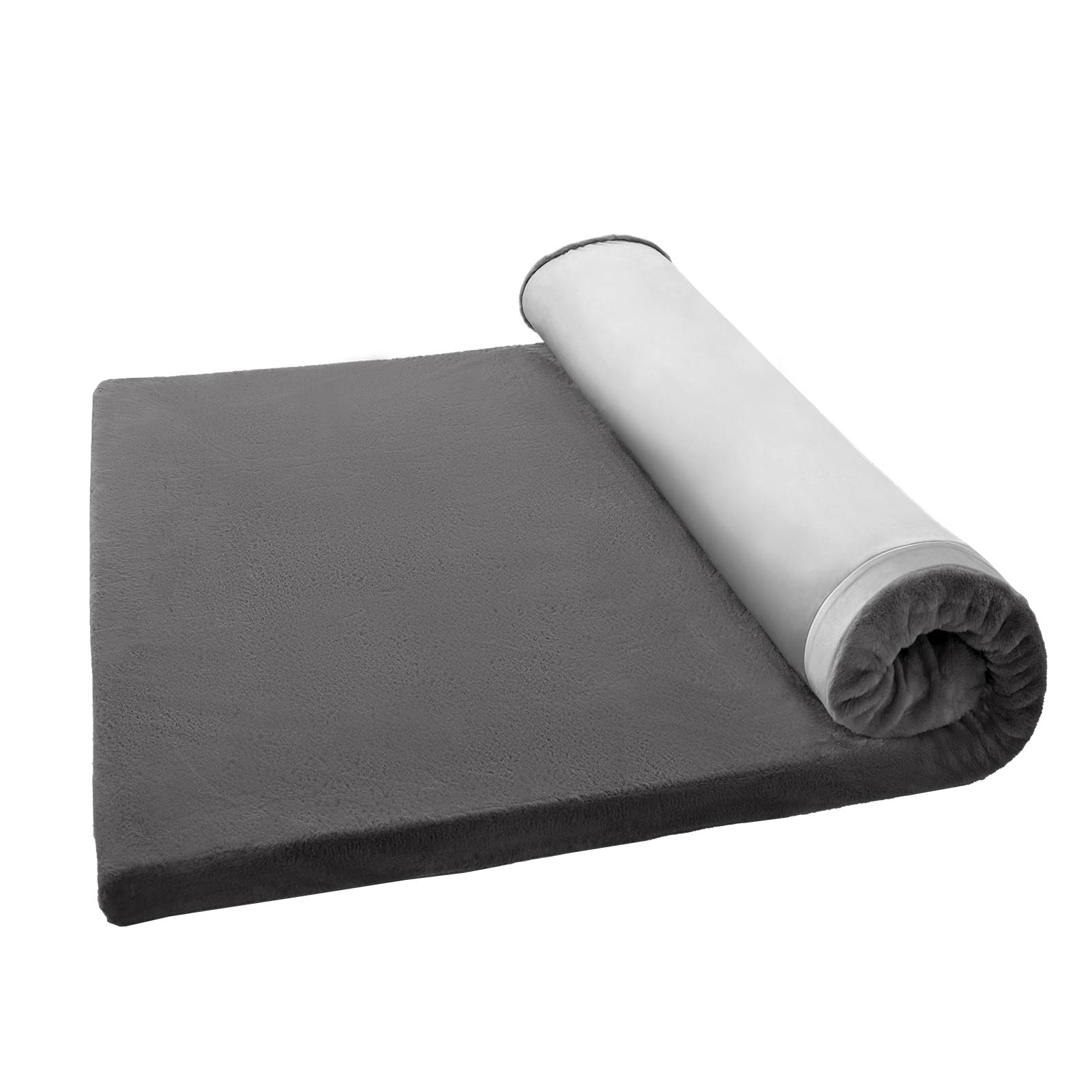MAXYOYO Faux Fur Removable Futon Mattress - Soft Fluffy Couch Bed for Lounging, Napping & Sleeping - Dark Grey | Perfect for Living Room, Dorm, Guest Room & Home Decor