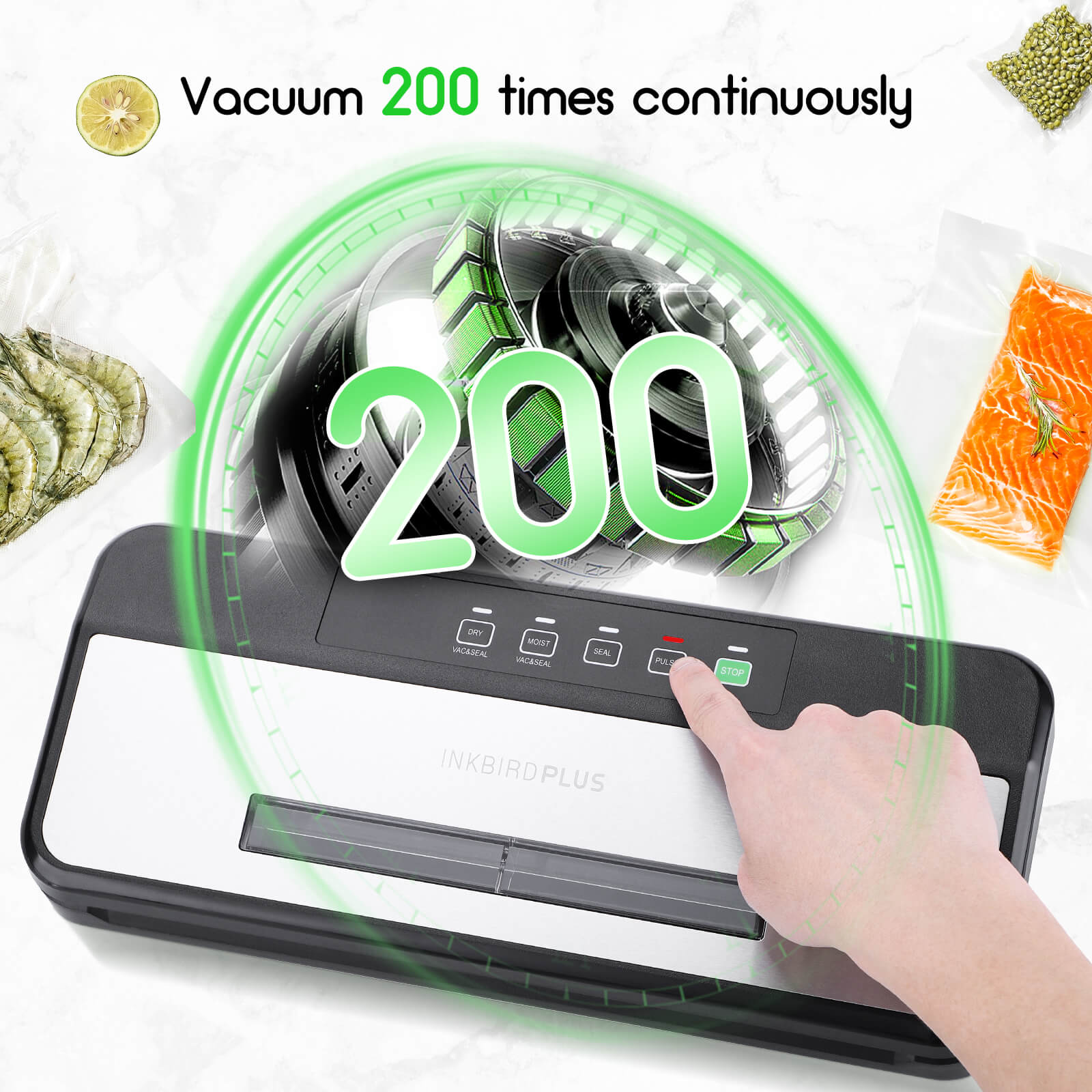 INK VS03 Vacuum Sealer Machine for Food Preservation | Compact & Powerful | Perfect for Meal Prep, Sous Vide, and Long-Term Food Storage