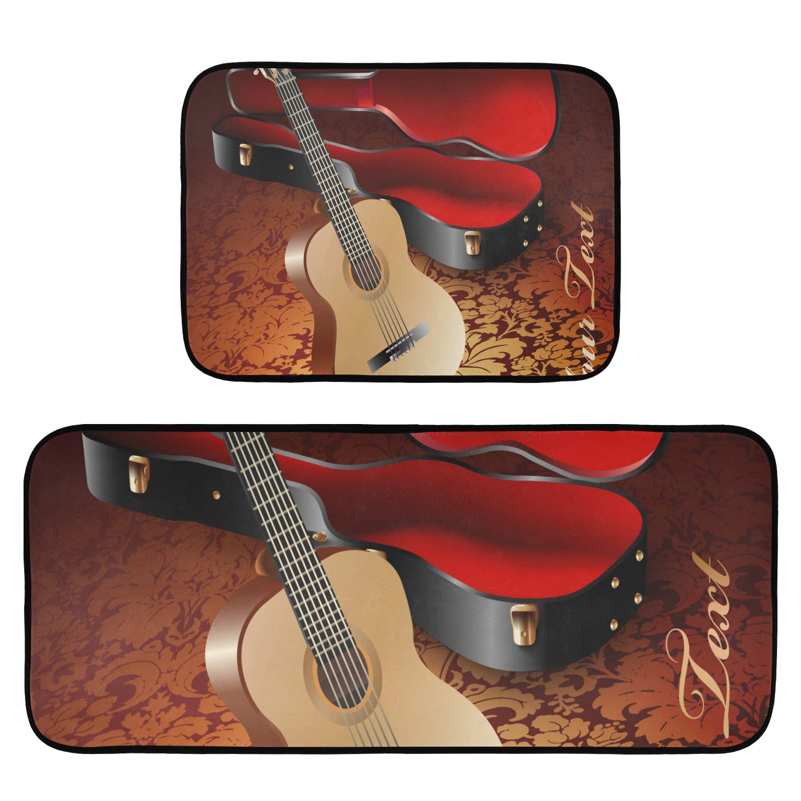 Anti-Slip Guitar Kitchen Mat Set of 2 - Washable Foam Cushion for Home & Office