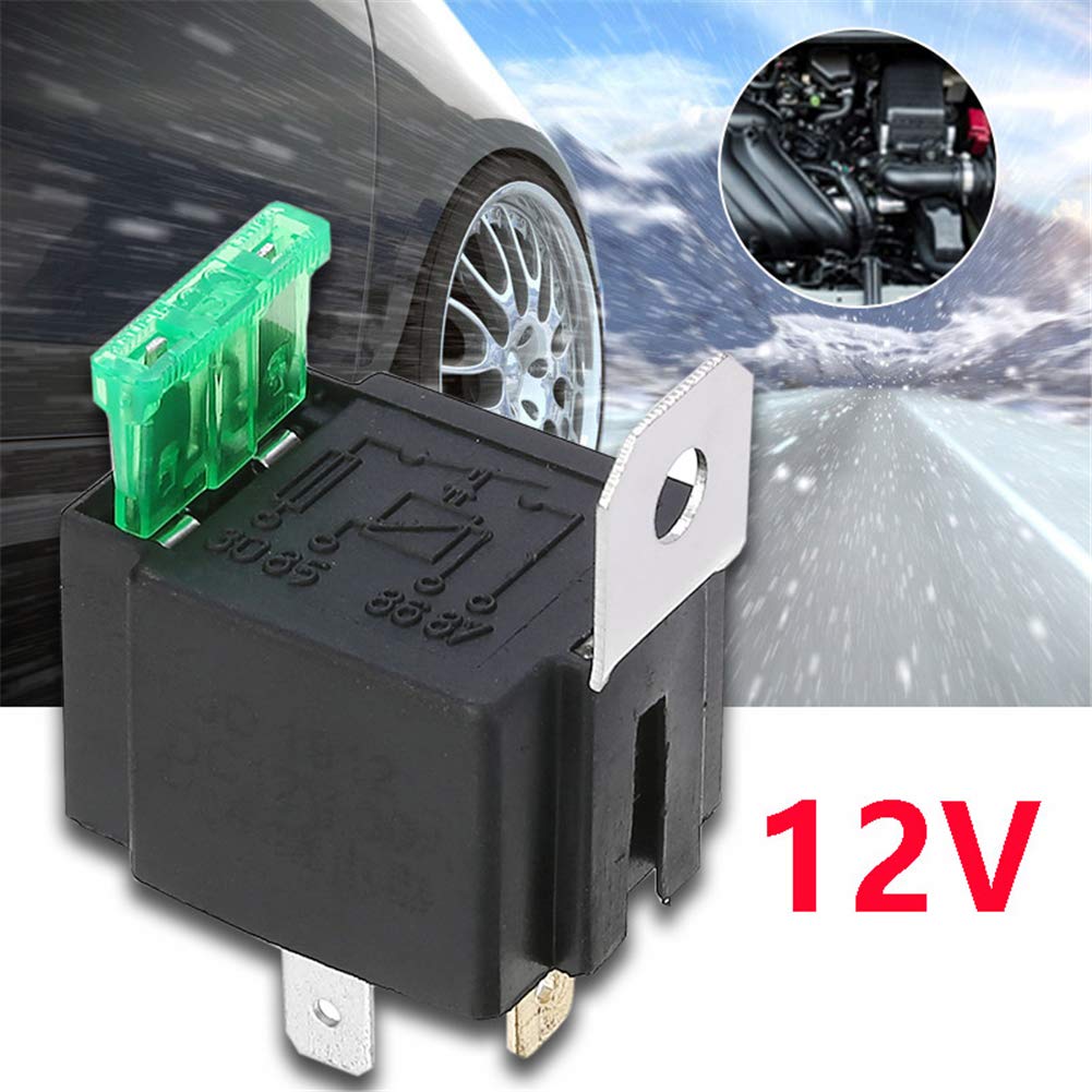 12V 30A 4 Pin DC Car Relay with 16AWG Colorful Wire Harness - Heavy Duty Automotive Starter Relay with Built-in Fuse for Car Accessories, Audio Systems, LED Lights & Vehicle Upgrades