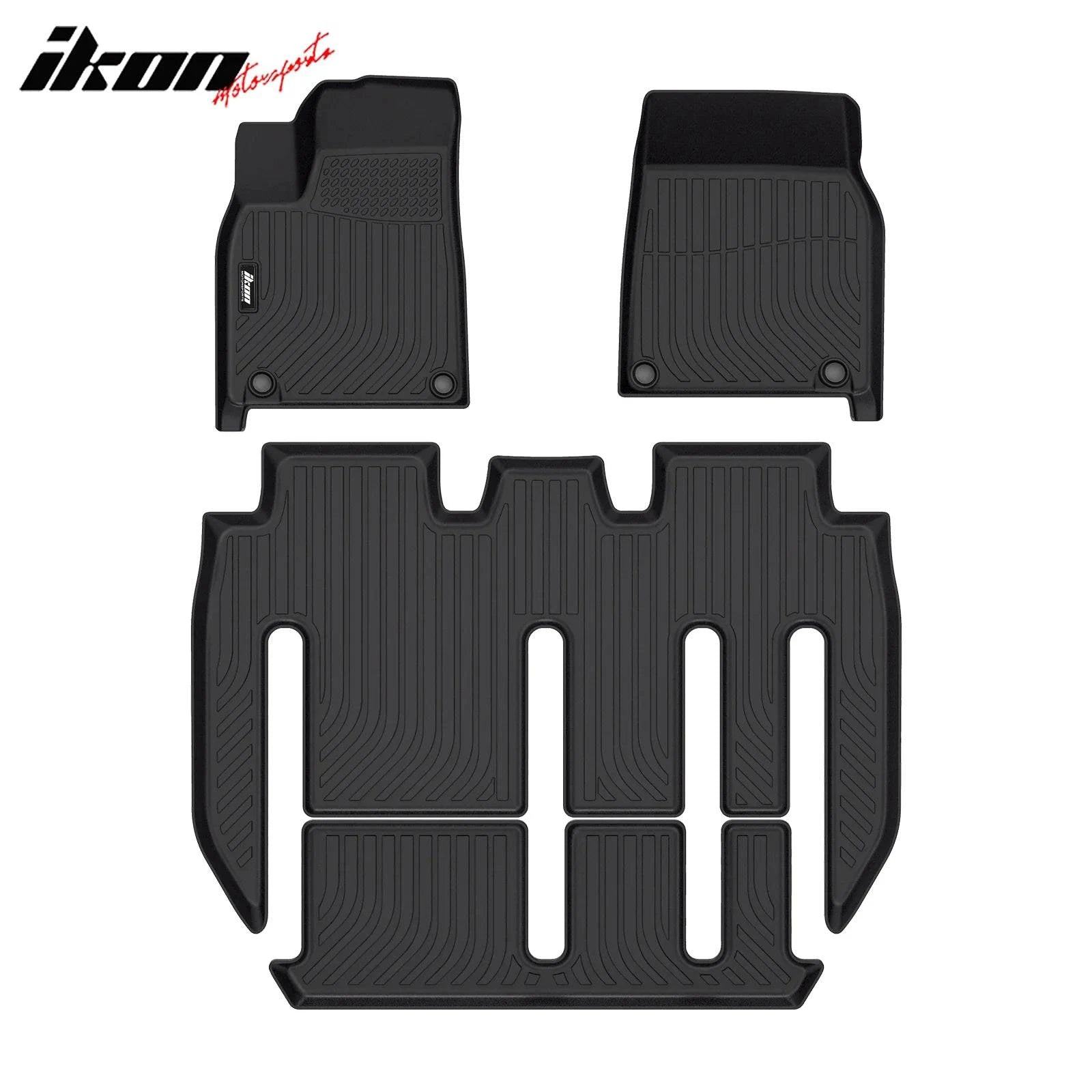 IKON 3D Molded All-Weather Floor Mats for 2022-2025 Tesla Model X (7-Seater) - TPE Thermo Plastic Elastomer Front & Rear Seat Protection Liners - Perfect for Daily Commute, Road Trips and Family Adventures