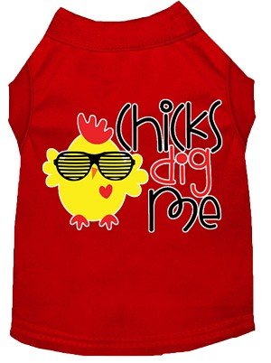 Chicks Dig Me Funny Dog T-Shirt - Soft Cotton Pet Apparel in Multiple Colors - Perfect for Dog Lovers & Pet Costume Parties