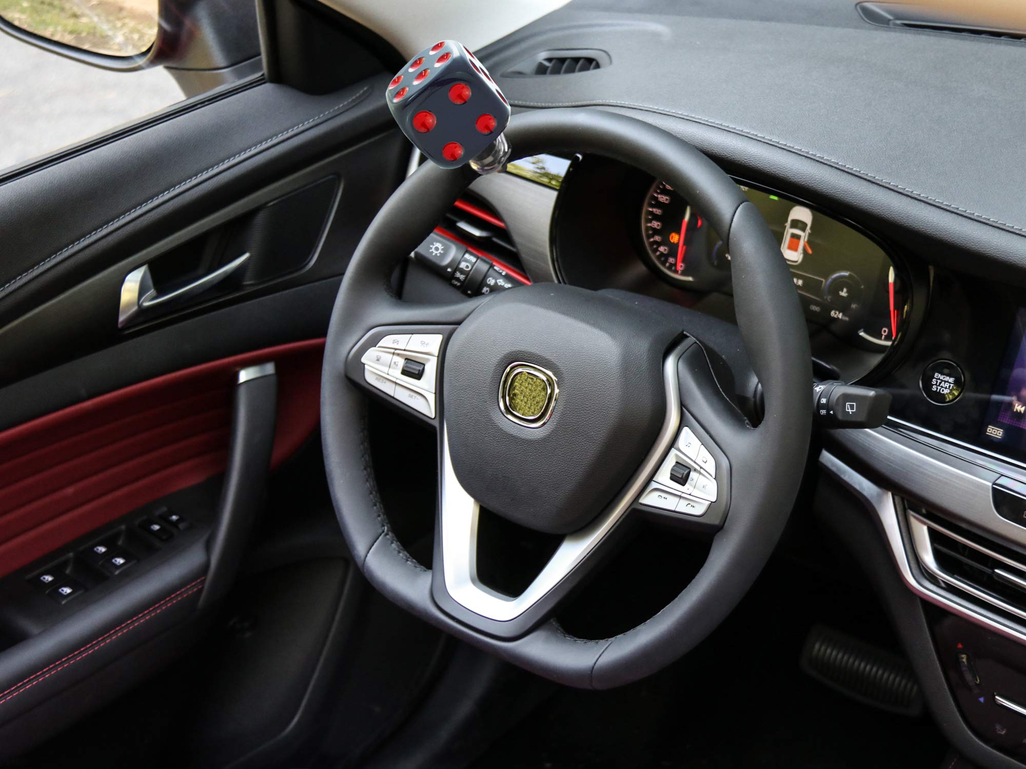 Abfer Steering Wheel Spinner - Car Suicide Knob with Dice Design, Power Handle Turning Assistant for Easy Maneuvering - Fits Most Vehicles (Black) - Perfect for Truckers, Delivery Drivers & People with Limited Mobility