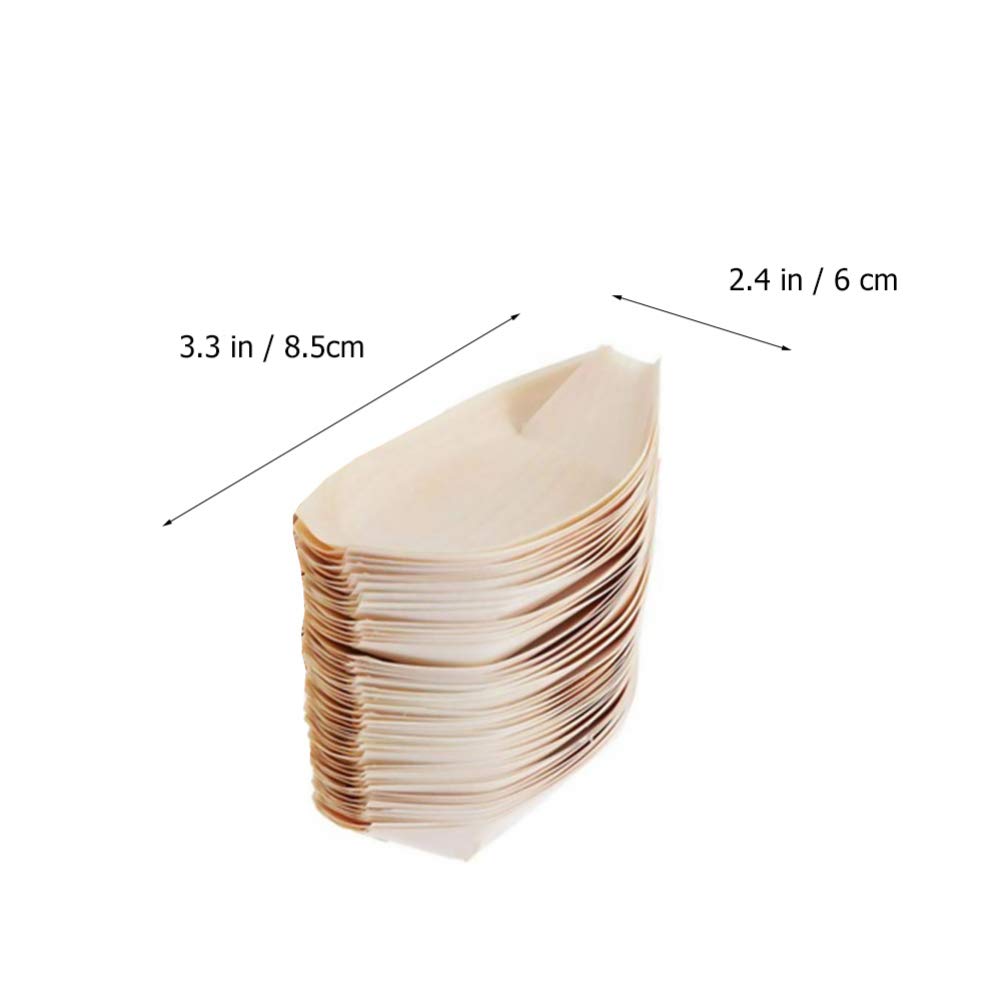 Hemoton 200 PCS Wooden Sushi Boats & Bowls for Charcuterie, Snacks, Desserts