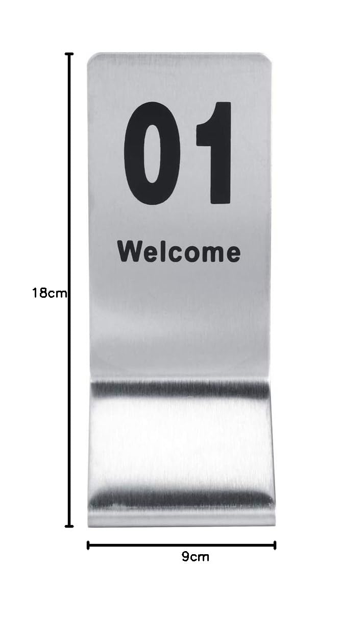 HERCHR Double-Sided Stainless Steel Table Numbers 1-10 | Stackable Metal Number Stands for Restaurants, Cafes, Bars & Weddings | Perfect for Table Marking, Event Seating & Venue Organization