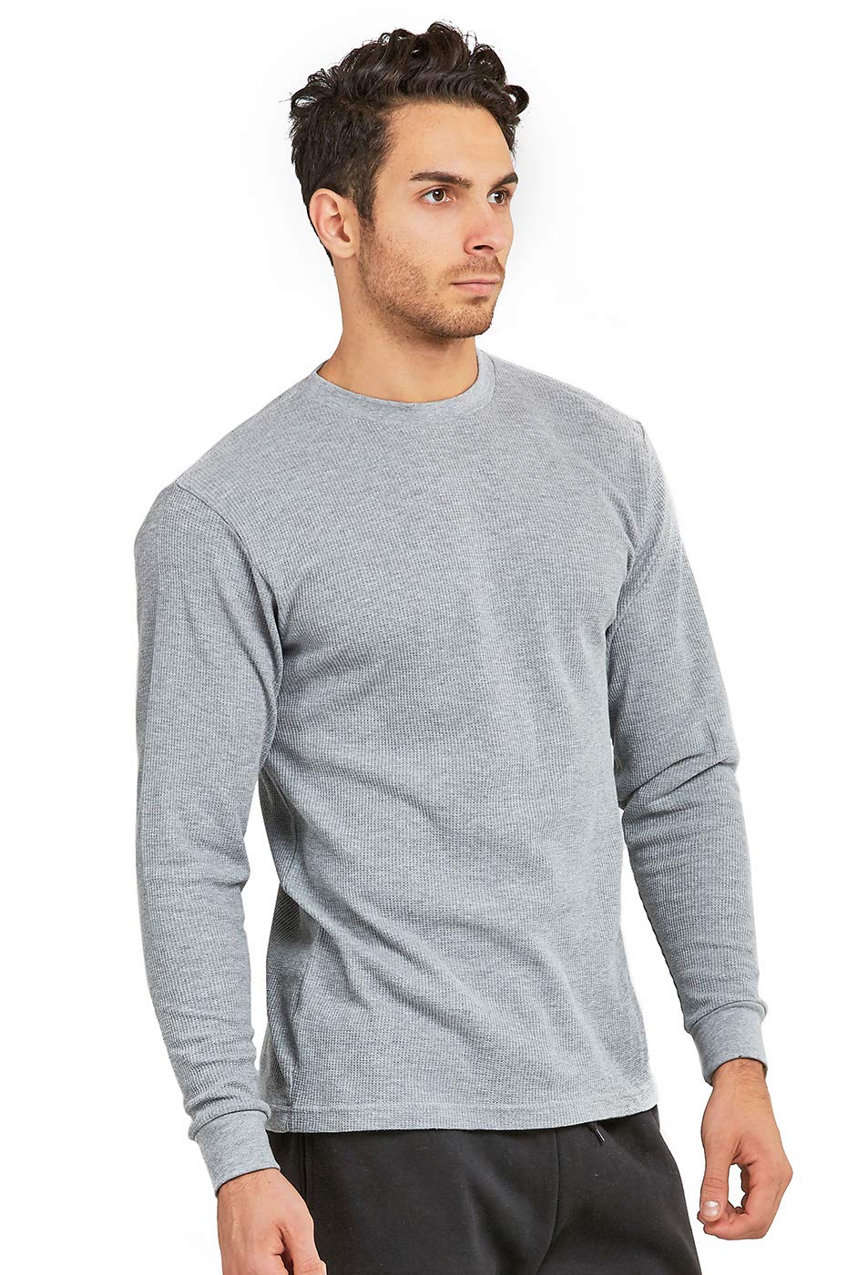 Men's Classic Waffle-Knit Heavy Thermal Top - Long Sleeve Winter Shirt for Men (Large, Heather Grey) | Warm Layering Base for Outdoor Activities, Camping & Cold Weather Workwear