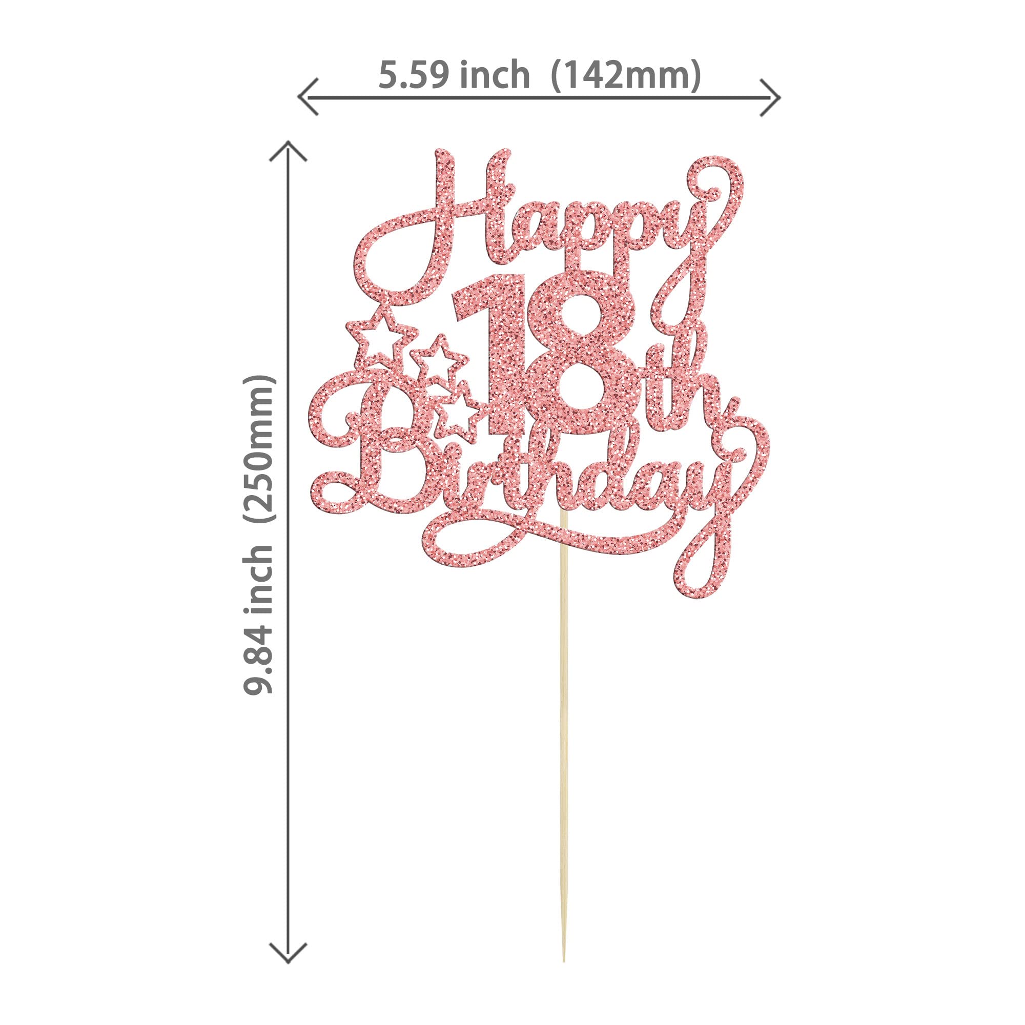 Rose Gold Glitter 18th Birthday Cake Topper - 1 Pack '18 & Fabulous' Cake Decorations for 18 Year Old Birthday Party | Perfect for Anniversary Celebrations, Sweet 16 Upgrade, and Milestone Cake Decorating