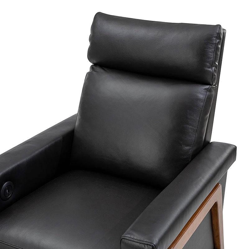 Premium Genuine Leather Power Recliner with Solid Wood Frame - Electric Massage Chair for Living Room, Home Theater & Office - Comfortable Modern Reclining Sofa with USB Charger