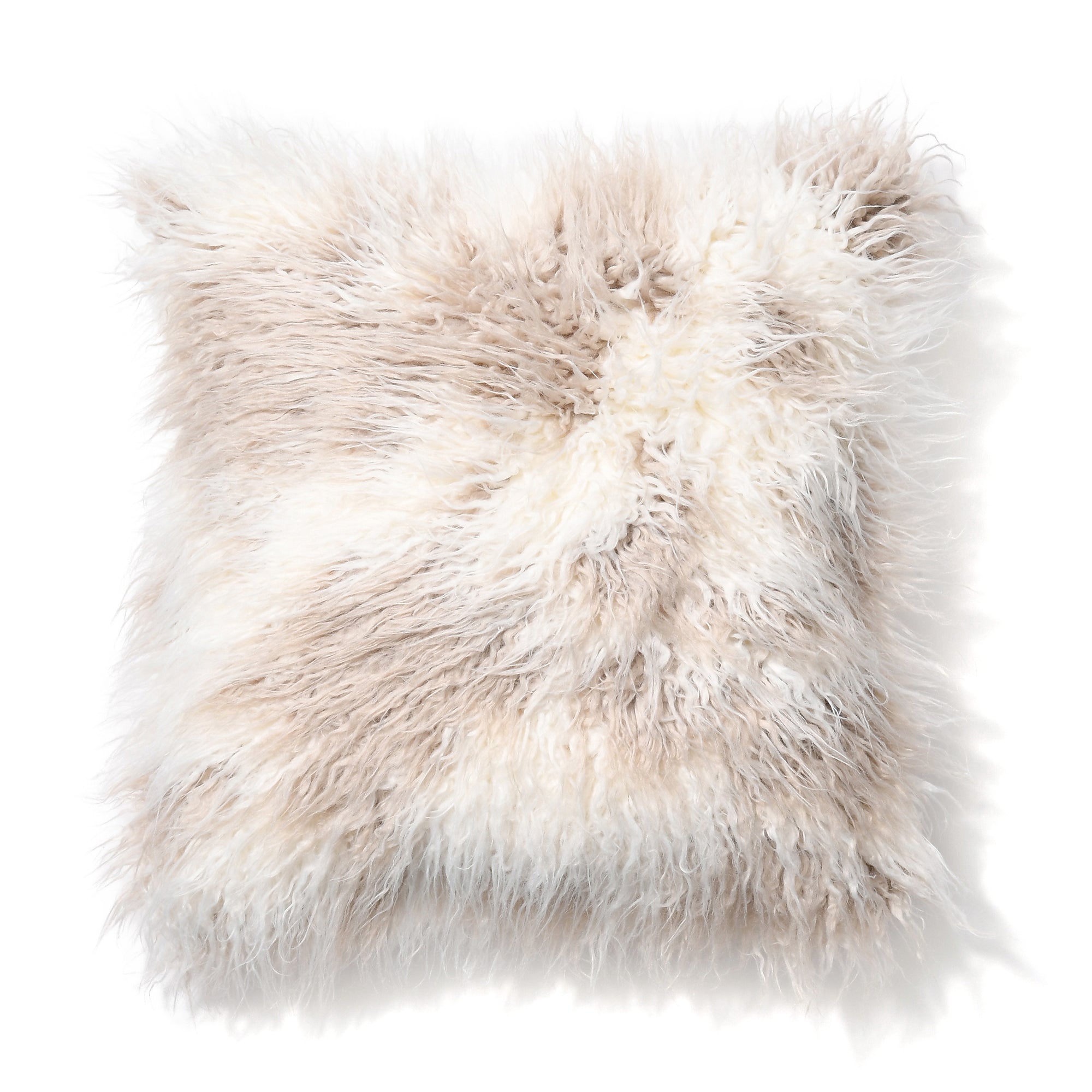 Faux Fur Cushion Cover 18x18 Inches White and Beige - Soft & Luxurious Throw Pillow Case for Sofa, Bed, and Home Decor