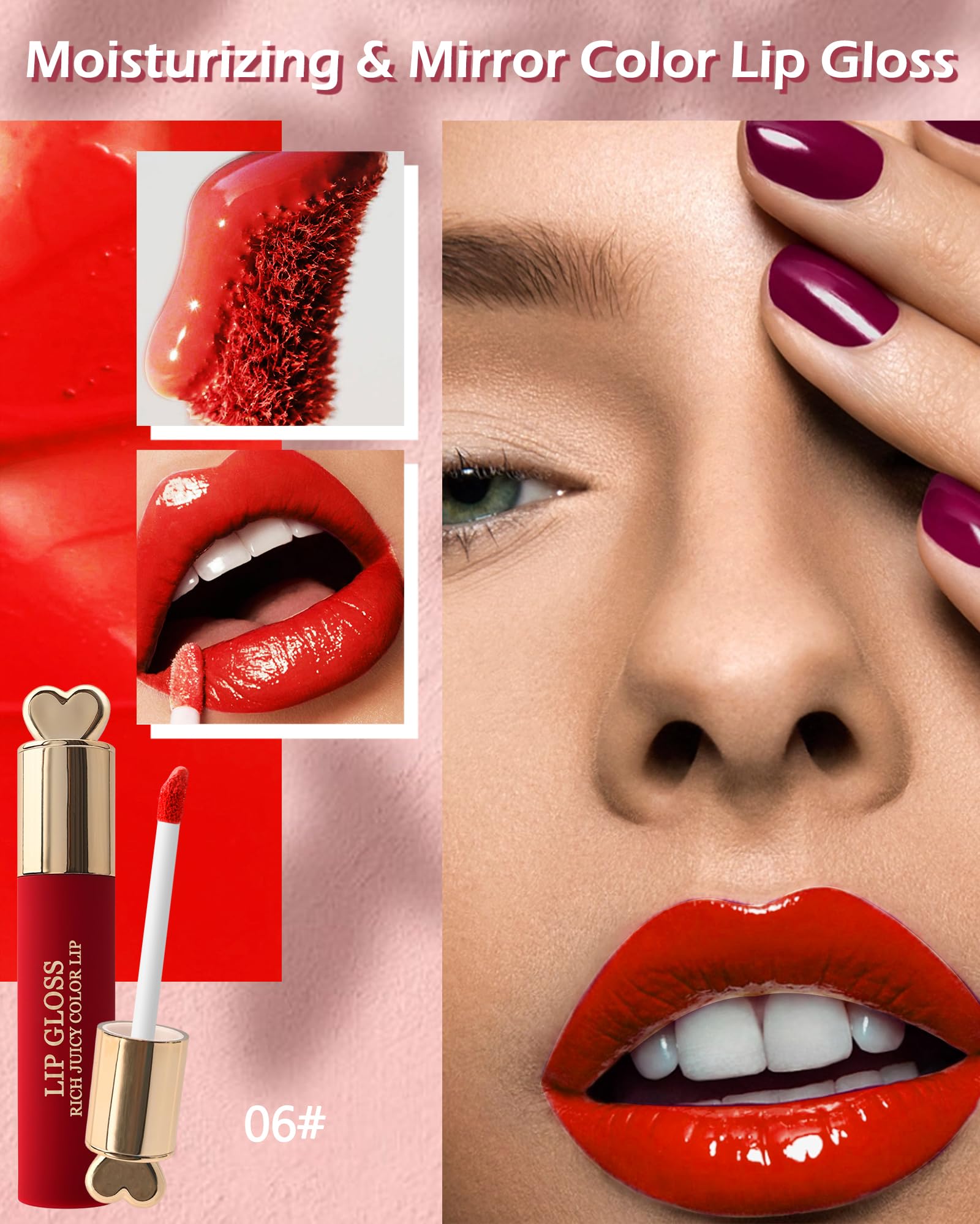 Long-Lasting Waterproof Liquid Lipstick - High Pigmented Velvet Matte Lip Gloss, Non-Stick & Transfer-Proof, Moisturizing Glitter Lip Glaze - Perfect for Daily Wear, Parties & Special Occasions (Shade 06)
