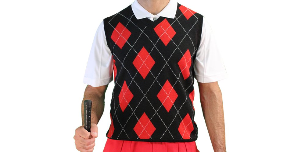 Premium Signature Series Sweater Vest for Men - Black & Red Color Block Design | Warm Knit Pullover Vest for Casual Wear, Office & Outdoor Activities