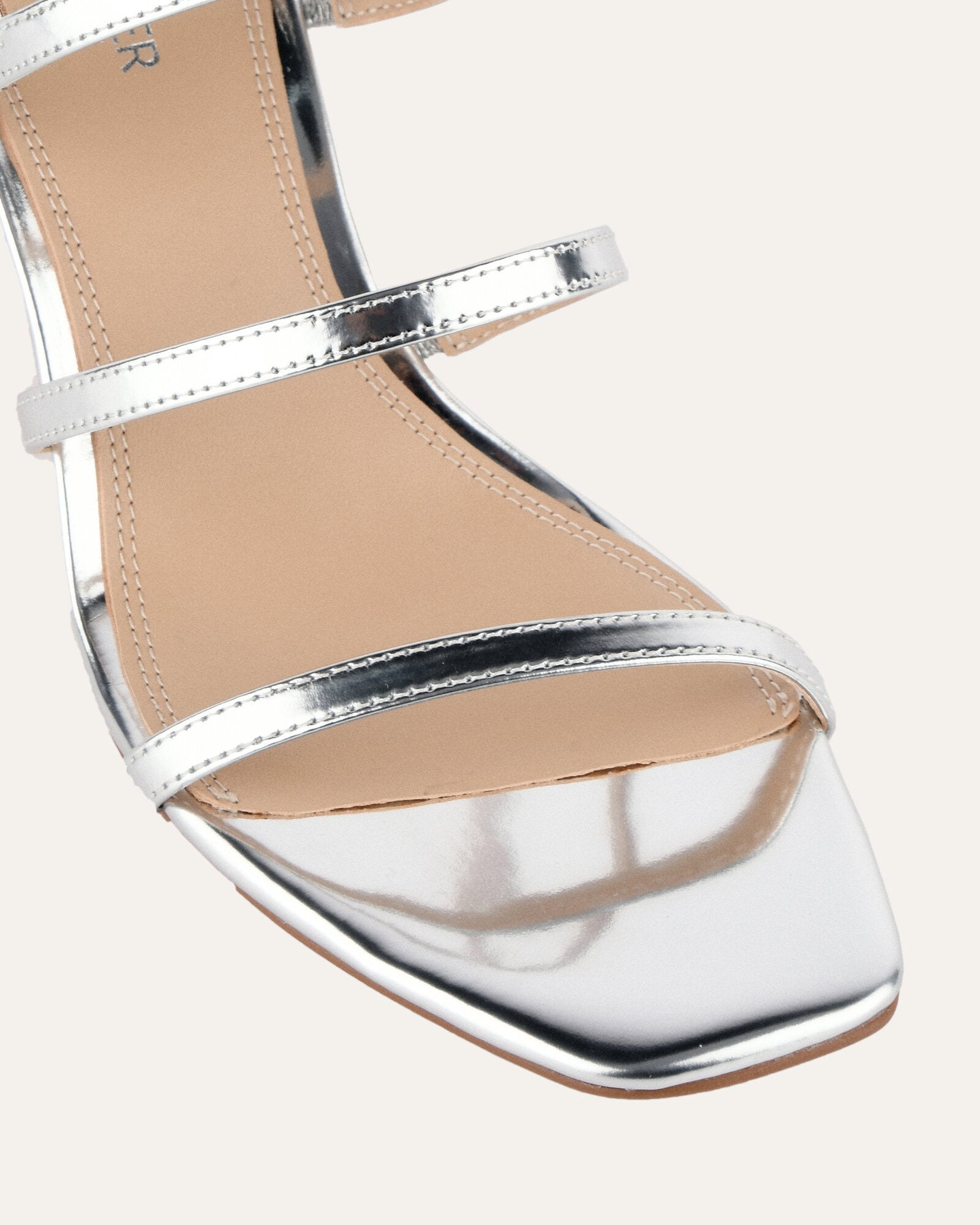 NIX Women's Mid Heel Sandals - Silver Patent Leather Strappy Dress Shoes for Weddings, Parties & Evening Events