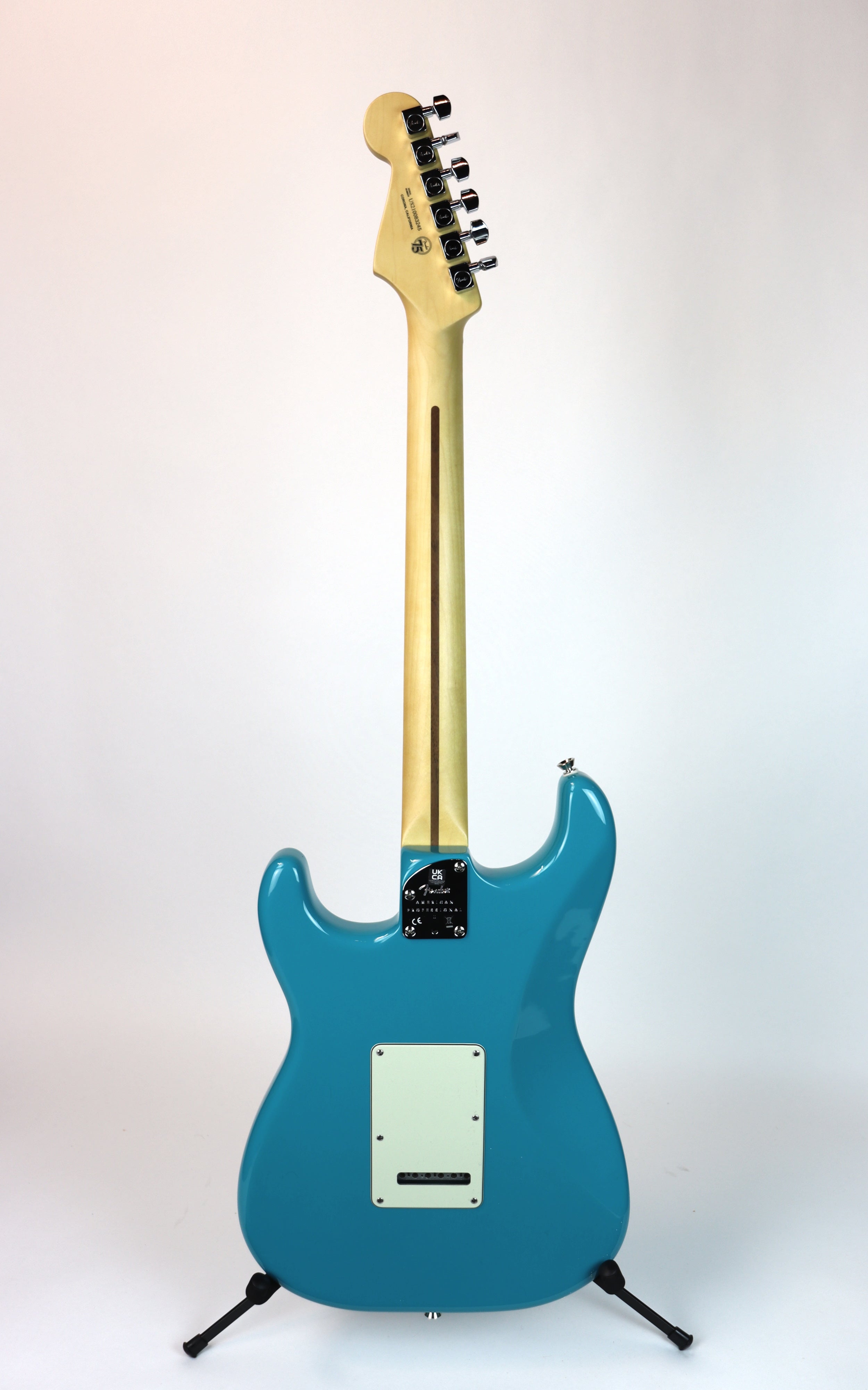Fender American Professional II Stratocaster RW Miami Blue Electric Guitar Bundle with Mustang LT50 Amplifier - Perfect for Live Performances, Studio Recording & Home Practice