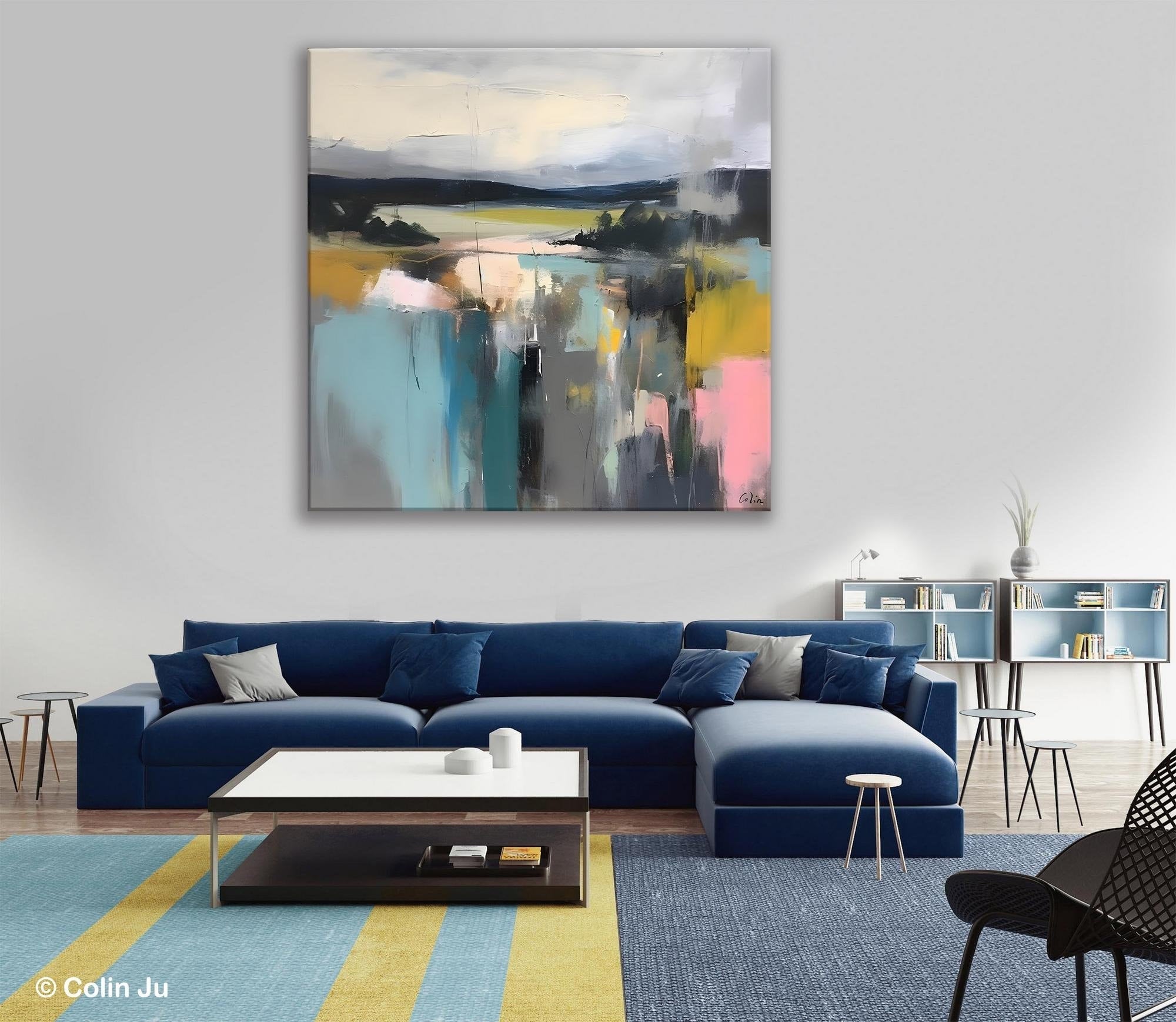 Contemporary Canvas Art - Original Modern Wall Decor, Acrylic Abstract Paintings for Living Room & Bedroom - Large Handmade Canvas Artwork for Home & Office Decor