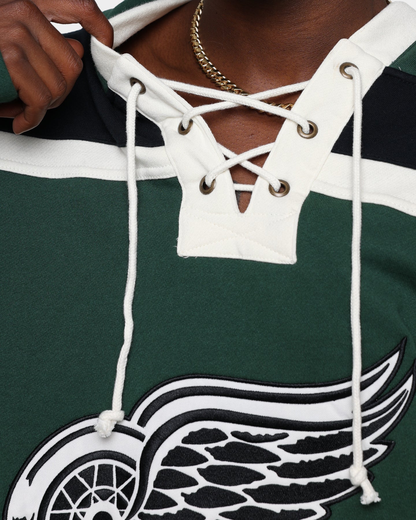 47 Brand Detroit Red Wings Superior Lacer Hoodie - Dark Green NHL Pullover Sweatshirt for Men - Cozy Winter Wear for Game Day & Outdoor Activities