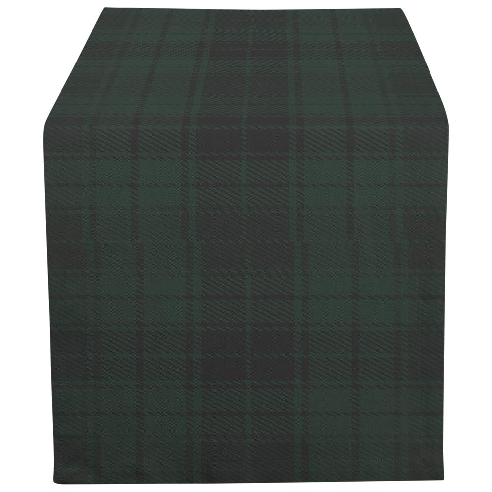HGOD DESIGNS Tartan Table Runner - Green & Black Scottish Woven Plaid Cotton Linen Tablecloth (14