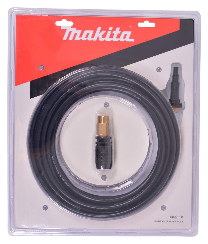 Makita 609041165 10M Drain Cleaner Hose - Heavy Duty Plumbing Snake for Clogged Pipes - Multi-Color Flexible Drain Auger for Kitchen, Bathroom & Basement Sink Cleaning