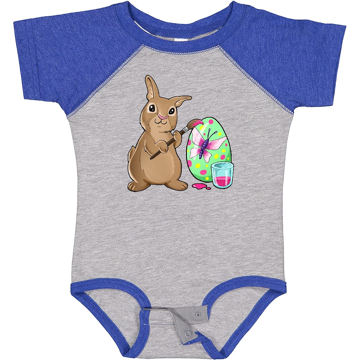 Inktastic Cute Brown Easter Bunny Painting Egg Baby Bodysuit - Soft Cotton Onesie for Newborns & Infants - Perfect for Easter Celebrations, Baby Showers & Family Photos