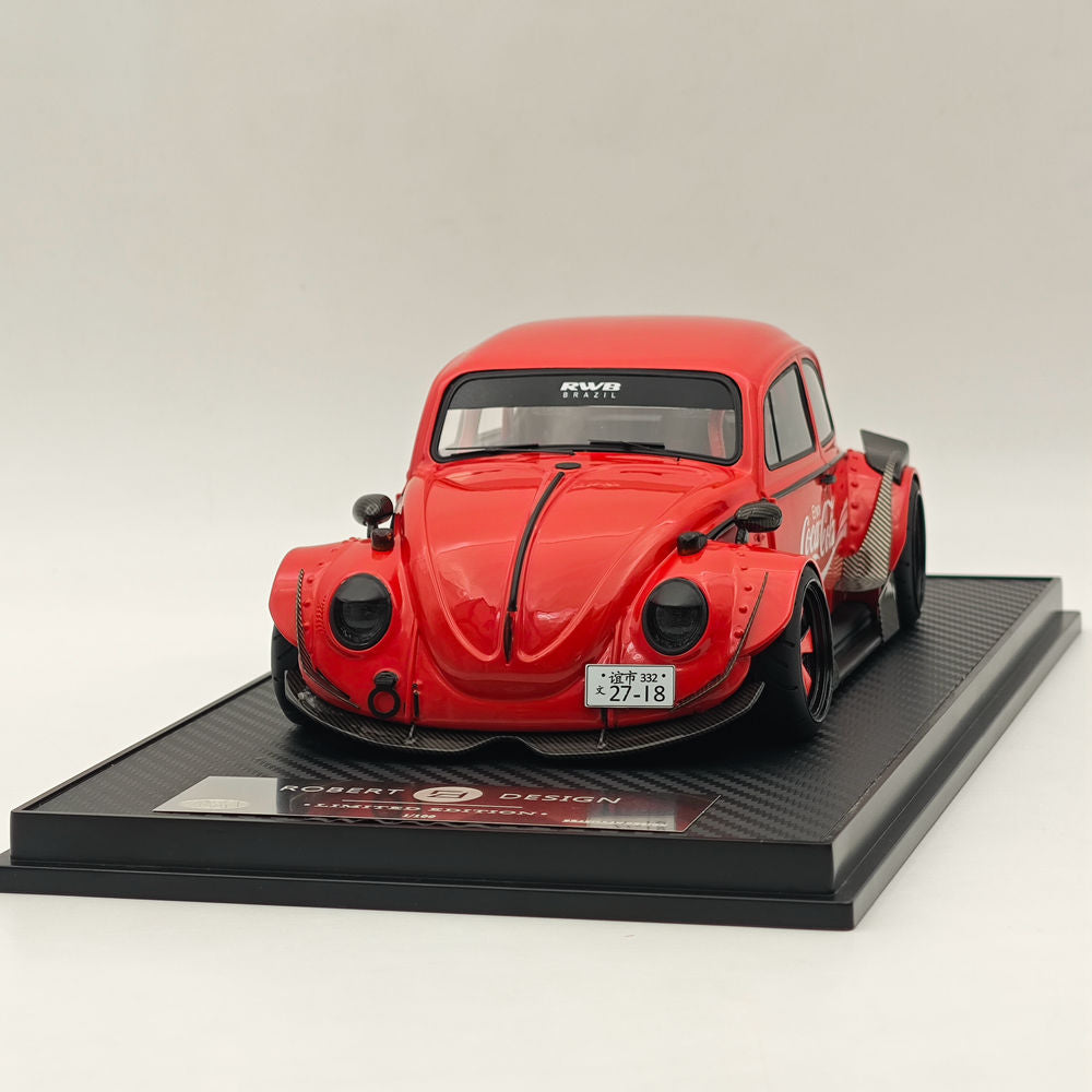 RAM Collectibles 1/18 Scale RWB Volkswagen VW Beetle COCA COLA Wide Body Red RM0029 Resin Diecast Model Car - Limited Edition Collectible for Display, Gift, and Car Enthusiasts