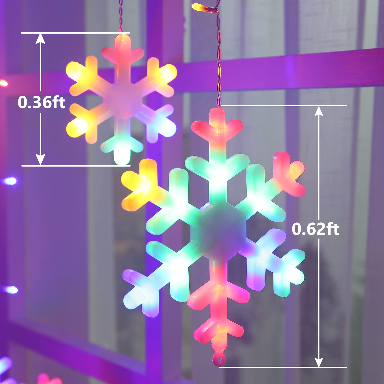 Toodour 17.22ft 264 LED Connectable Snowflake Icicle Christmas Lights - Waterproof Outdoor String Lights with 22 Drops & 8 Lighting Modes for Windows, Eaves, Curtains - Perfect for Holiday Decorations, Xmas Tree, Party, Garden, and Indoor/Outdoor Festive Lighting
