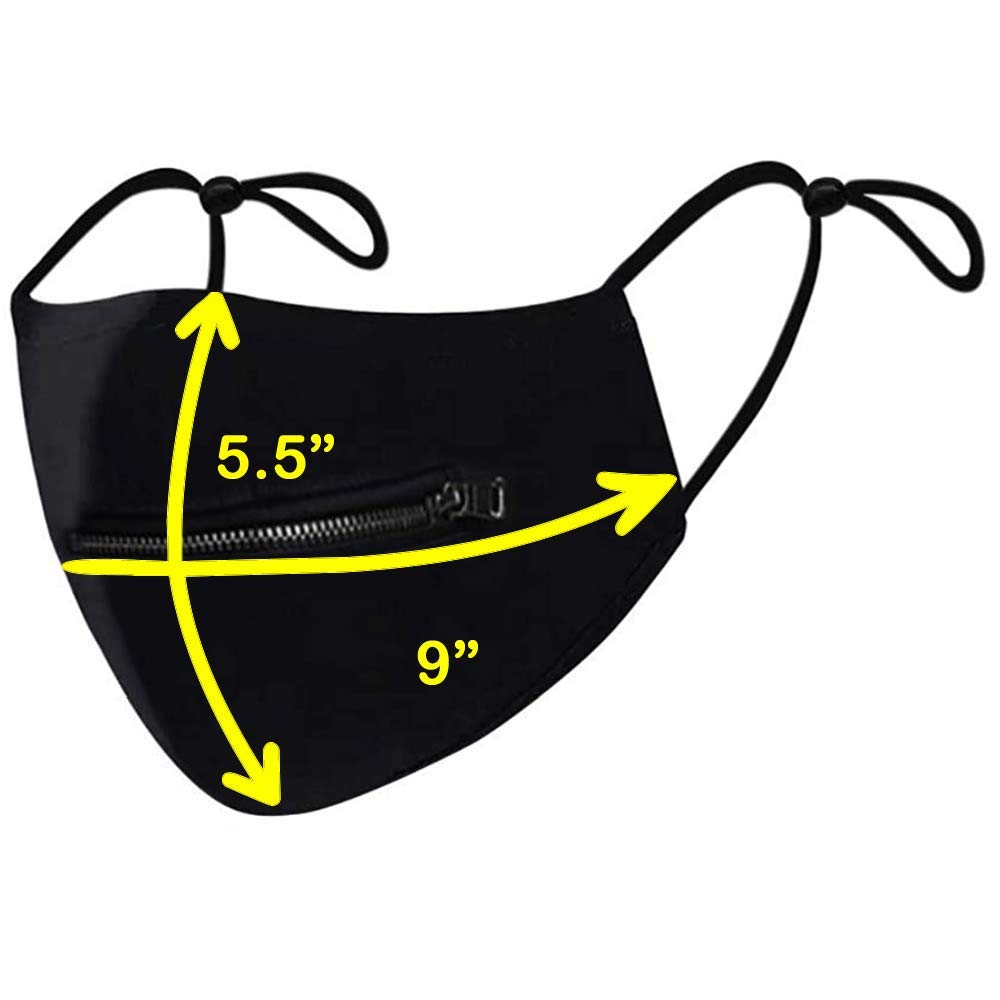 Reusable Triple Layer Cloth Face Mask with Zipper - Breathable & Washable for Drinking, Eating - Perfect for Travel, Work, and Daily Protection