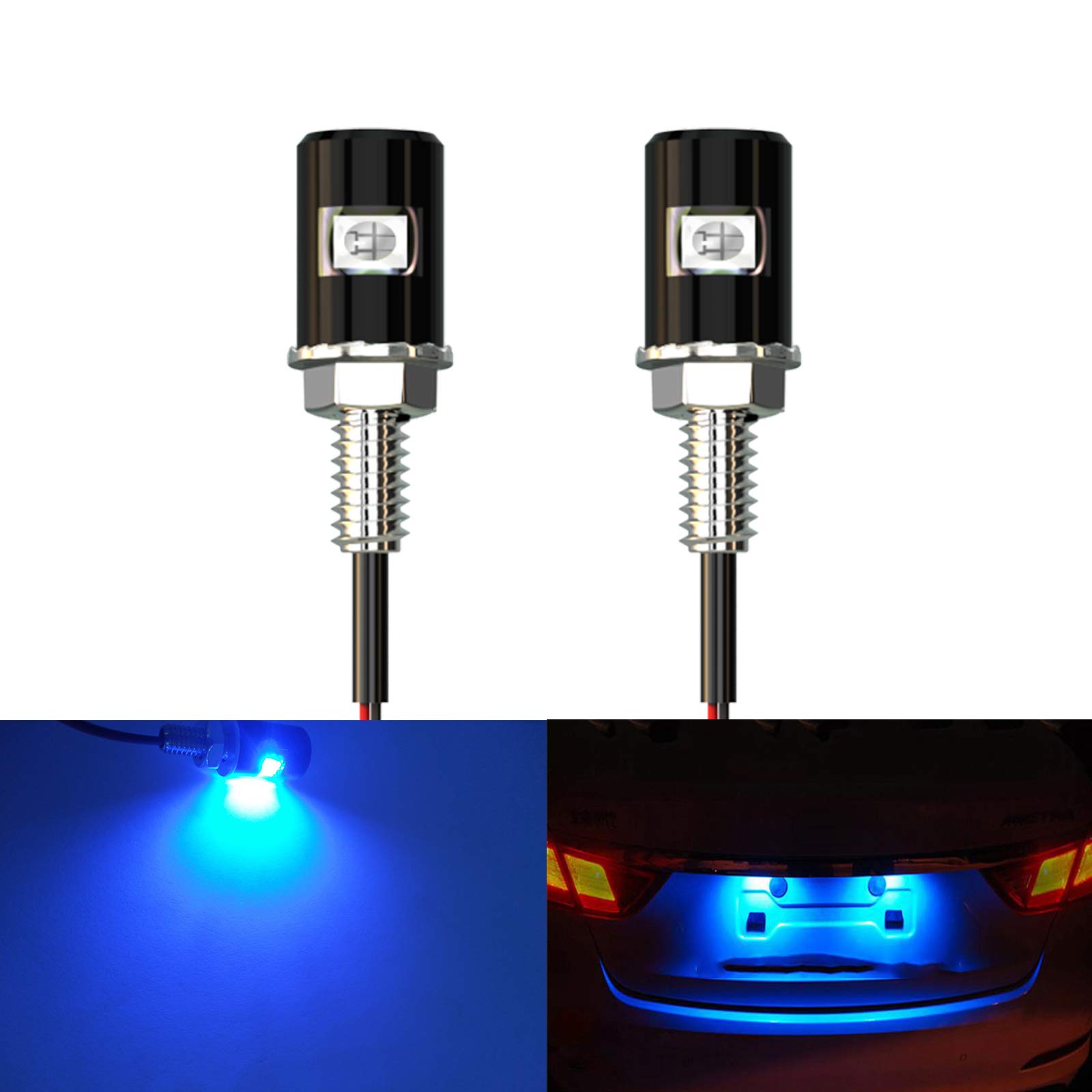 WEIMELTOY 12V Waterproof LED License Plate Light - Super Bright License Screw Bolt LED Bulb for Motorcycle, Bike, Truck, RV, ATV - Legal & Durable (2PCS, Blue) - Perfect for Nighttime Visibility & Off-Road Adventures