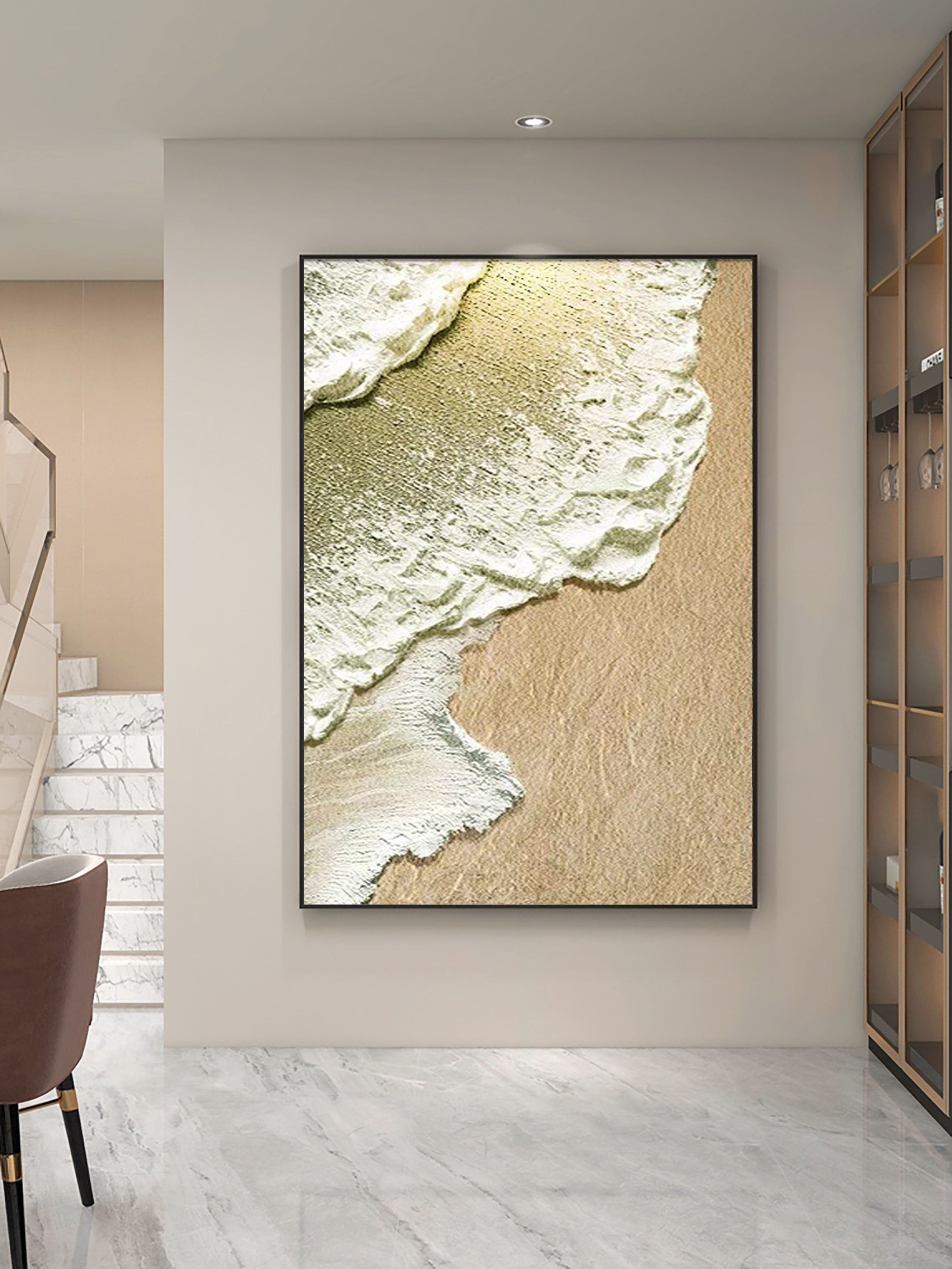 Ocean and Sky Painting #OS 039 - Handmade Wall Art for Home Decor, Office & Living Room - Beautiful Seascape Canvas Artwork