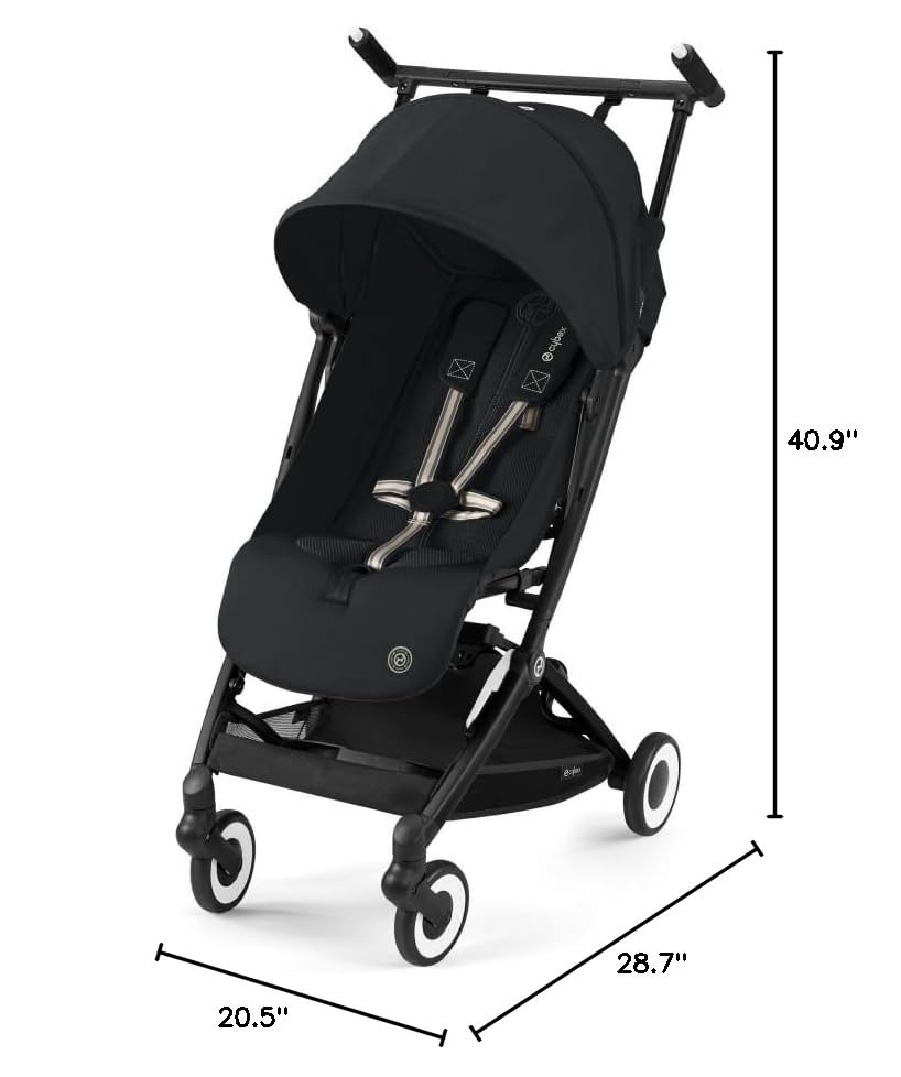 Cybex Libelle 2 Lightweight Travel Stroller - Compact Foldable Baby Stroller for Airplane Carry-On, One-Hand Recline & CYBEX Car Seat Compatible (Magic Black) - Perfect for Air Travel, City Walks & Everyday Use