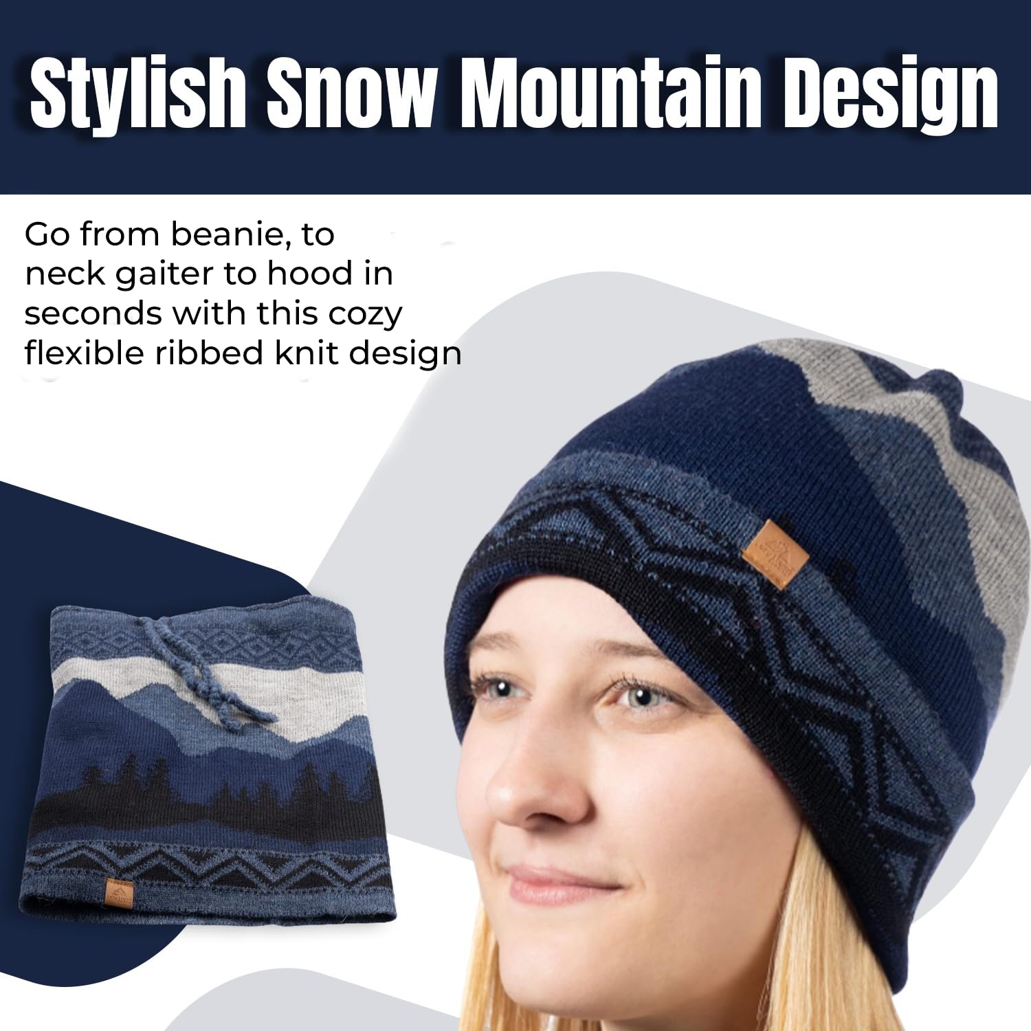 Soft Baby Alpaca Wool Winter Hat & Neck Warmer - Warm Knitted Beanie for Women & Men - Unisex Snow Mountain Ski Hat - Stylish Thermal Headwear for Cold Weather - Perfect Gift for Her - Ideal for Skiing, Hiking & Outdoor Adventures