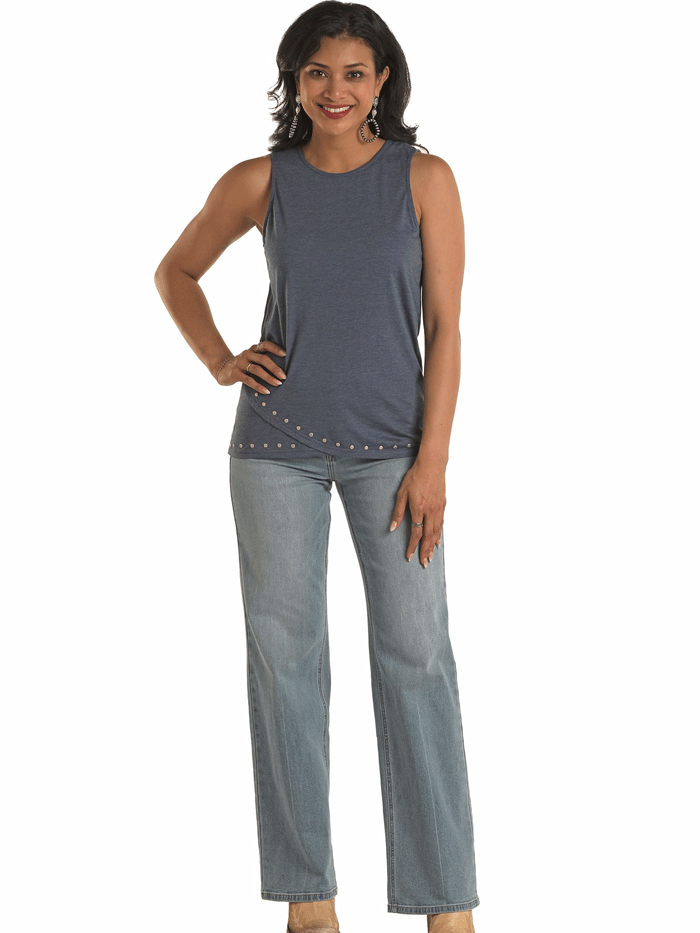 Panhandle LW20T03443 Women's Tulip Hem Tank Top in Navy Blue - Perfect for Casual Wear, Layering & Summer Outfits
