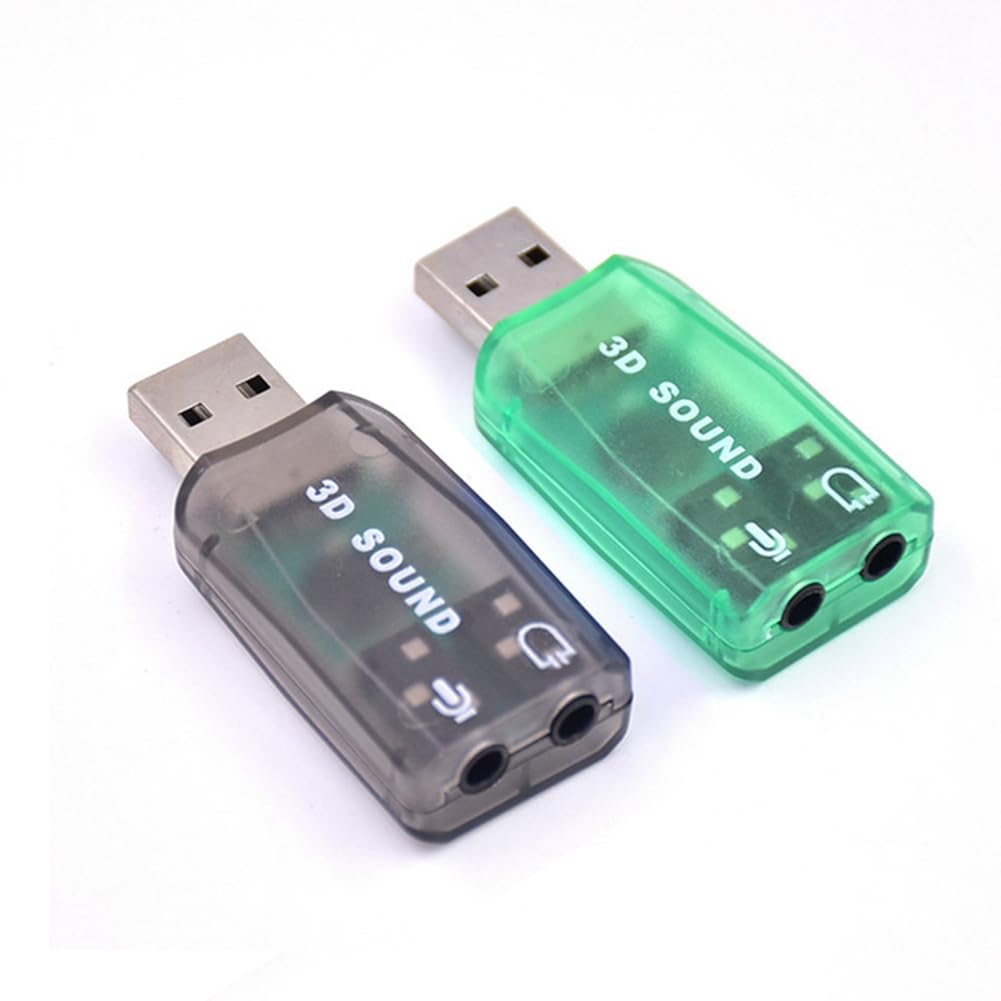 Suoumwa USB to 3.5mm Audio Adapter - Mini External Sound Card for Windows 7/8/10, Android, Laptop, PC, Headphones & Speakers (Green) - Perfect for Gaming, Online Meetings & Music Streaming