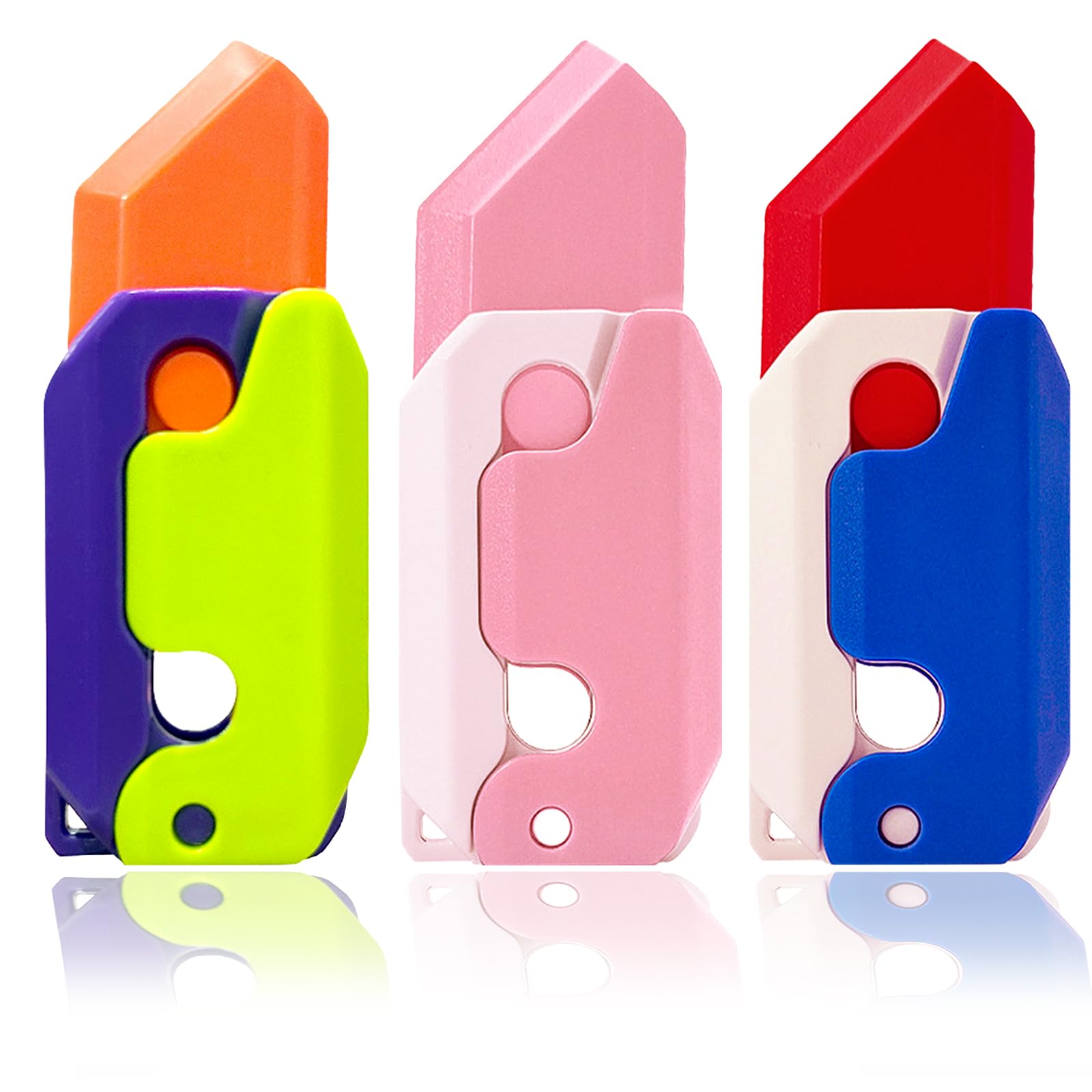 3D Printing Gravity Fidget Knife Toy Set - 3 Pack Stress Relief Sensory Toys for Adults, Teens & Kids - Plastic Carrot Design Anxiety Relief Fidgeting Tool for Office, School & Travel