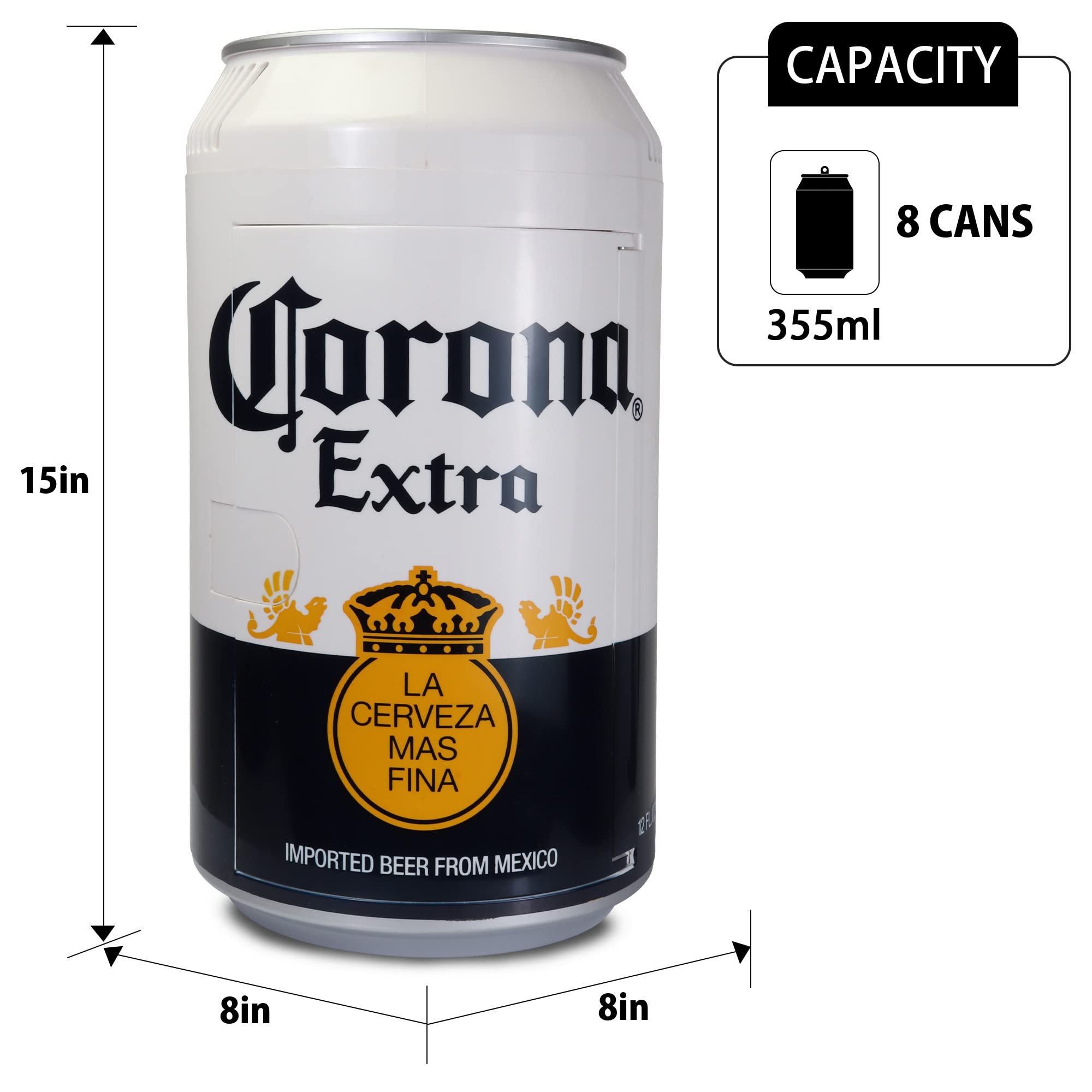 8 Can Portable Mini Fridge - 5.4L (5.7 qt) Beer Cooler with 12V DC/110V AC Power for Home, Office, Travel | Compact Refrigerator for Drinks, Snacks, Lunch | Perfect for Camping, Road Trips, Dorms & RV Adventures