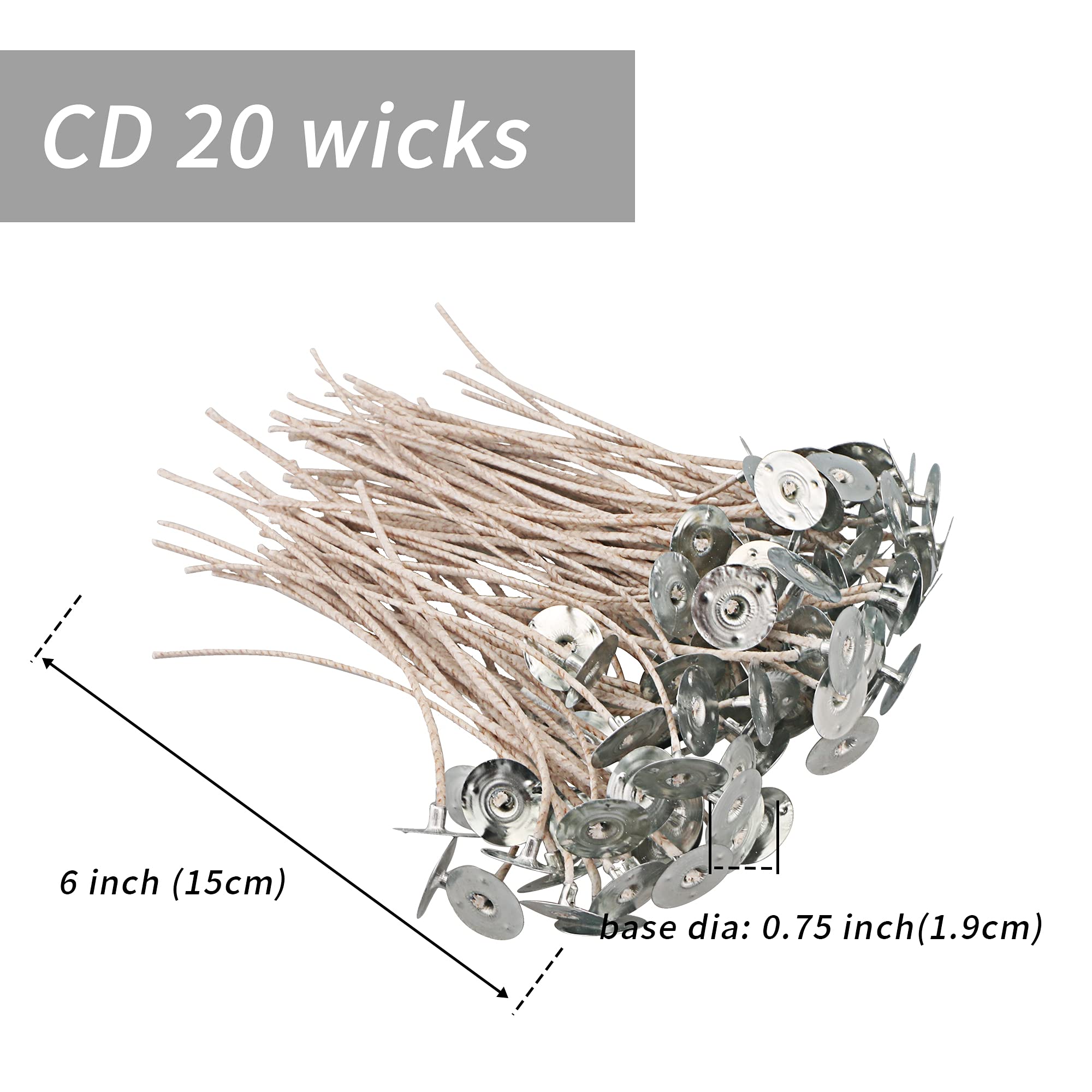 Premium CD Series Candle Wicks for Soy Candles - 100pcs CD 20 6