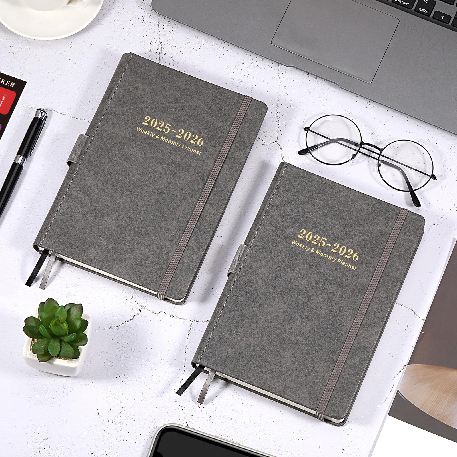 2025-2026 Academic Planner - A5 Weekly & Monthly Diary from July 2025 to June 2026 | 14.6 x 21 cm Grey Organizer with Pen Holder, Inner Pocket & 40 Notes Pages | Perfect for Students, Professionals & Office Use