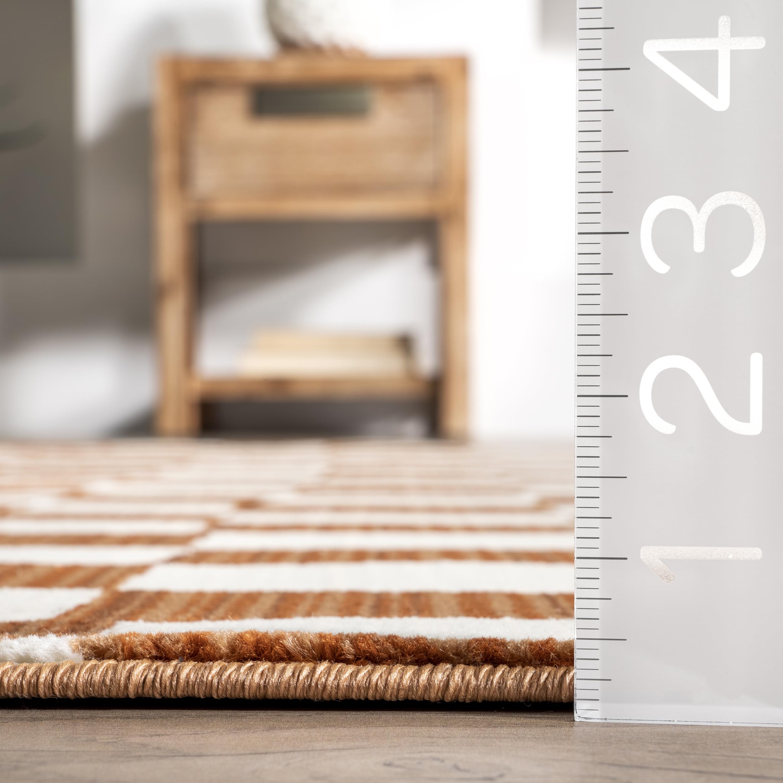 nuLOOM Fringed Performance Indoor Area Rug - Power Loomed, Easy to Clean, Durable & Non-Shedding 3x5 Feet - Dominique Orange - Perfect for Living Room, Bedroom & Office Decor